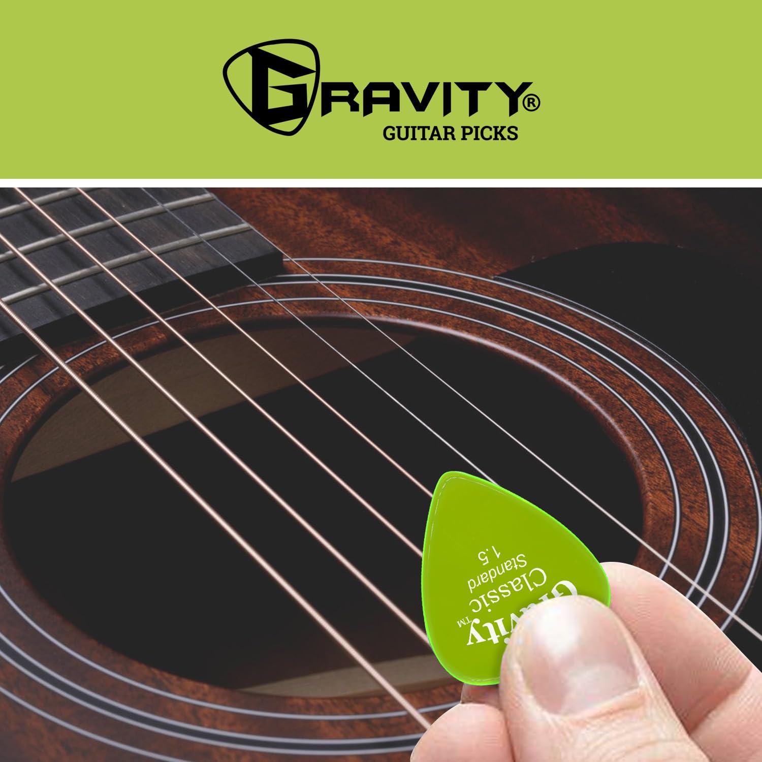 Gravity Picks Classic Guitar Pick - 1.5mm Fluorescent Green - Polished