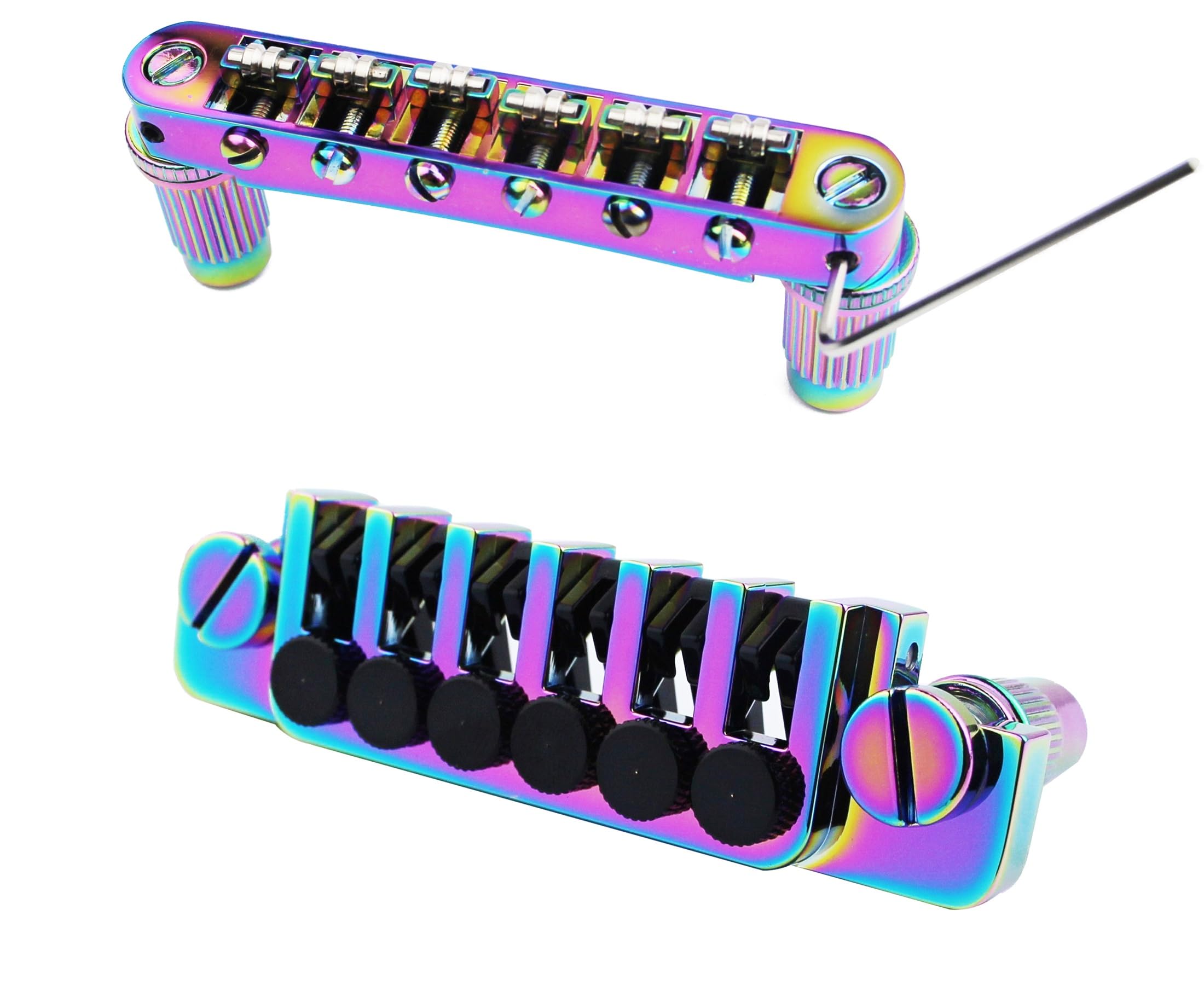 Guyker Lp Guitar Tune-O-Matic Roller Saddle Bridge Gm005 + Vintage Tp-6 Tailpiece Stop Bar Lock Combo Replacement Compatible Wit