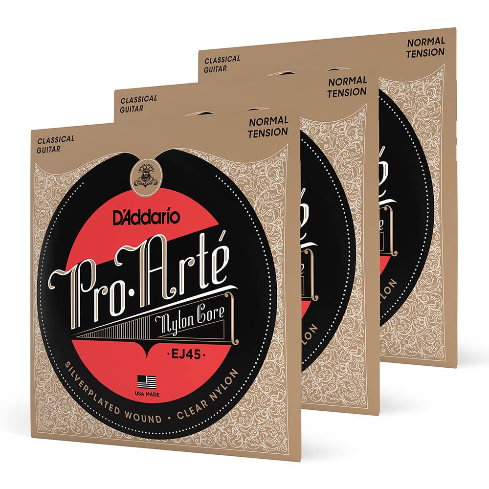 Daddario Guitar Strings - Pro-Arte Classical Guitar Strings - Ej45-3D - Nylon Guitar Strings - Silver Plated Wound, Nylon Core -