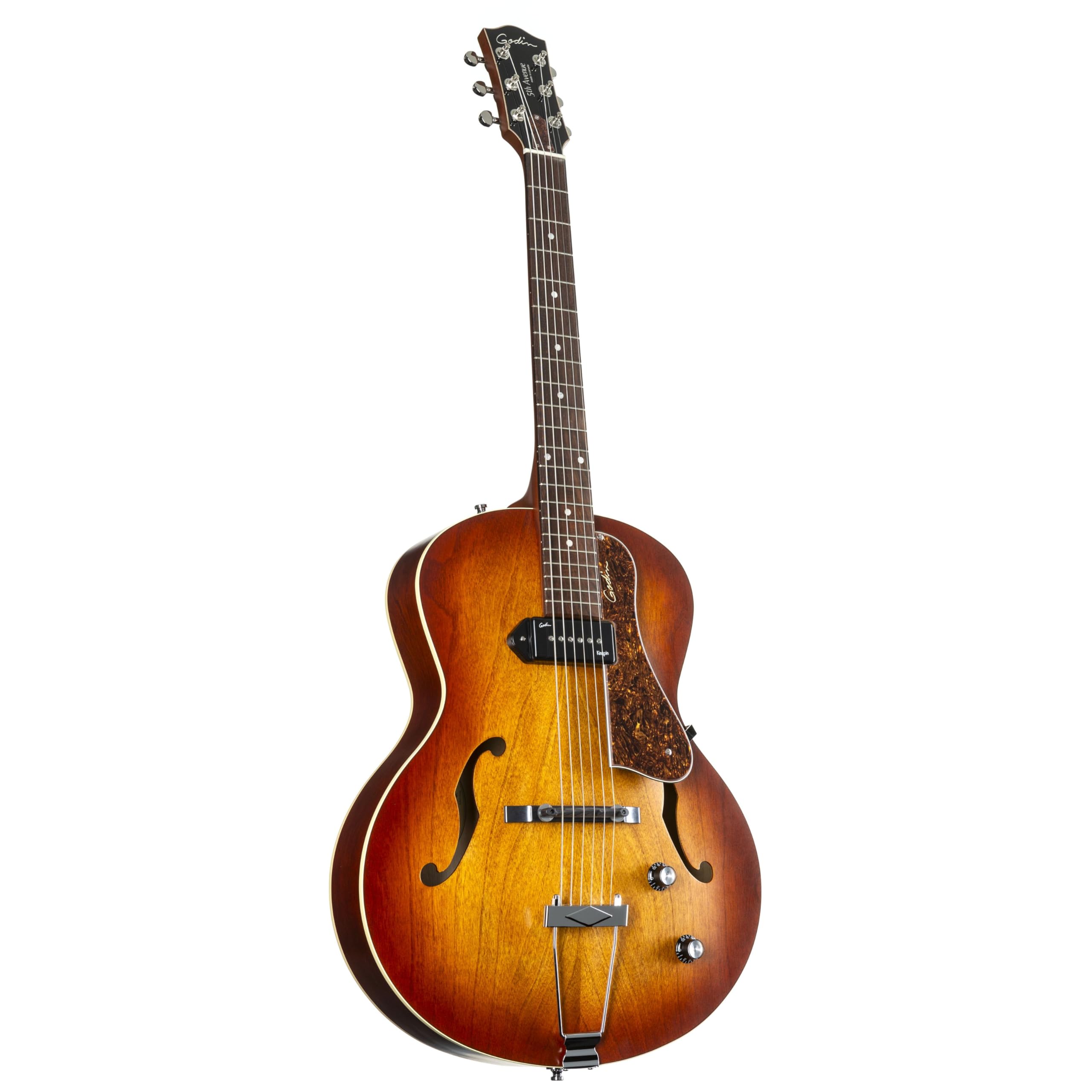 Godin 5th Avenue- P90 Kingpin Arch Top Acoustic 5th Avenue Kingpin P90 Cognac Burst