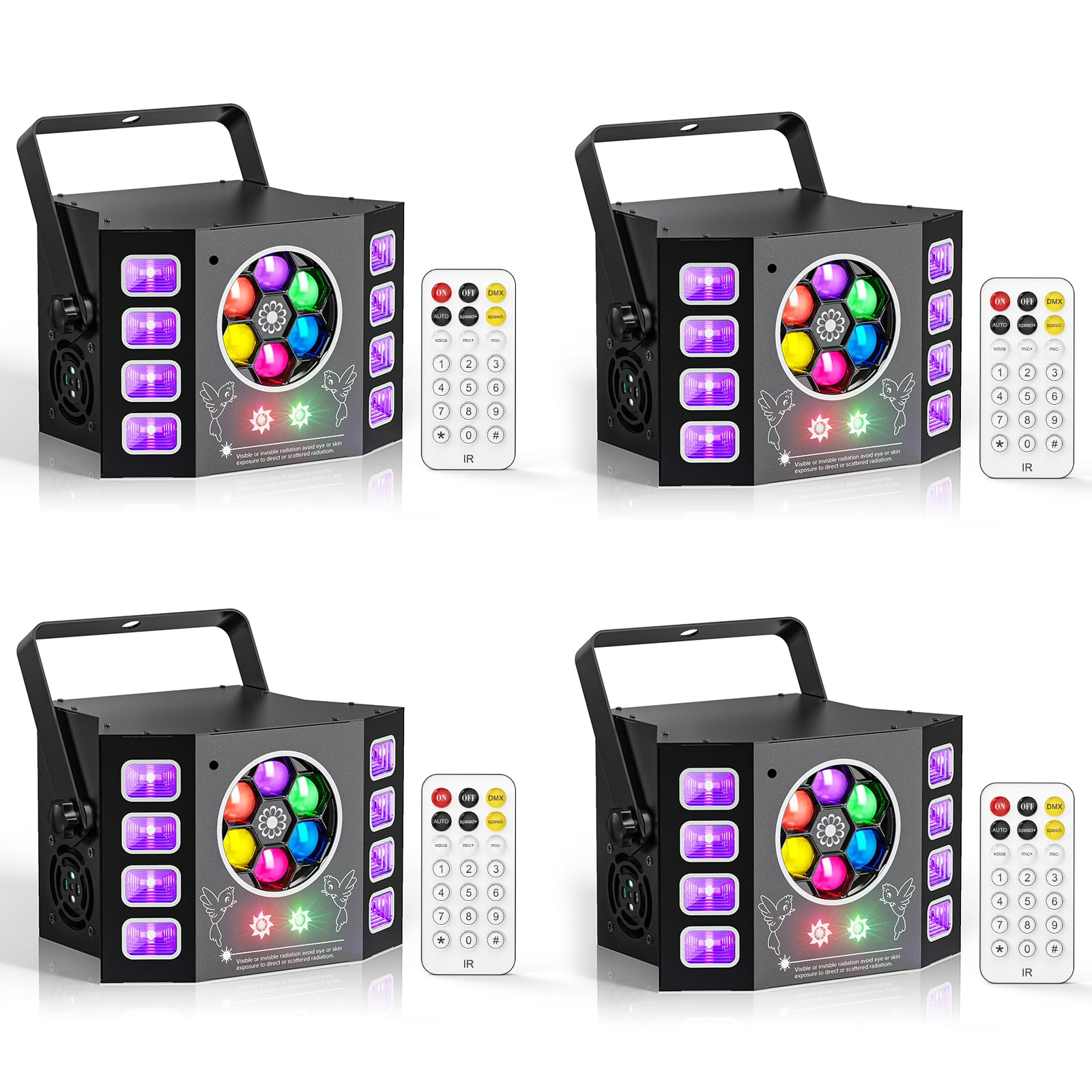 Dj Lights 100W Bee Eye Uv Strobe Stage Light Led Sound Activated Rave Light, 14 Ch Dmx512 And Remote Control For Halloween Birth