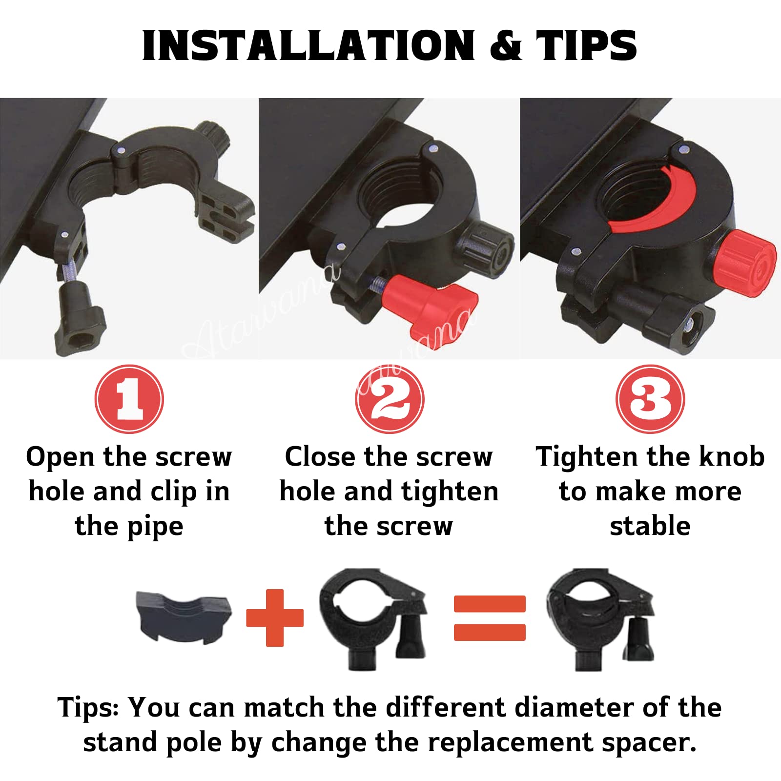 Universal Microphone Stand Tray with Phone Holder, Mic Stand Clamp-On Utility Shelf Rack Tray Holder for Music Sheet, Live Strea