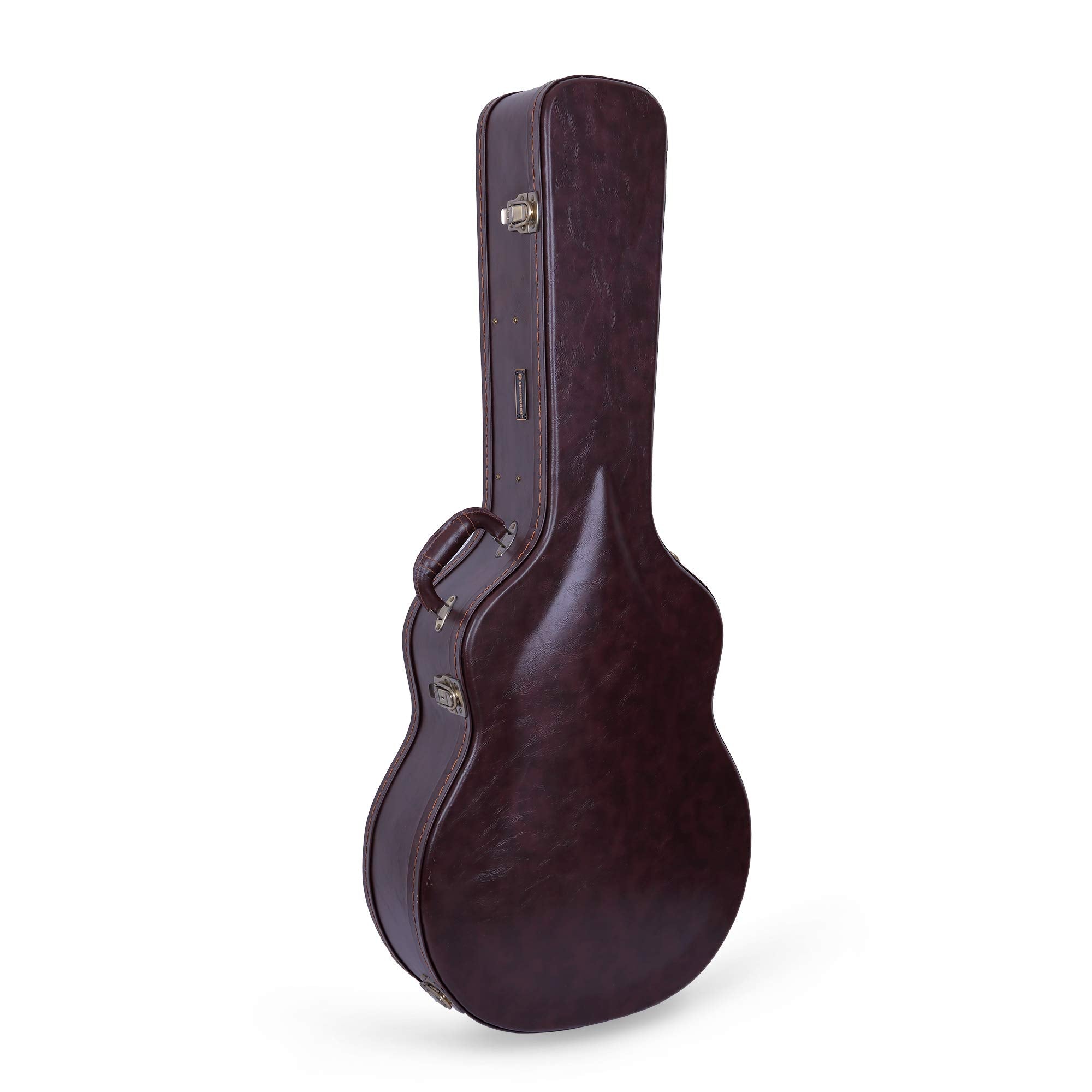 Crossrock Hardshell Arch Top wood case fits Acoustic Super Jumbo Guitars-Brown(CRW600SBBR)