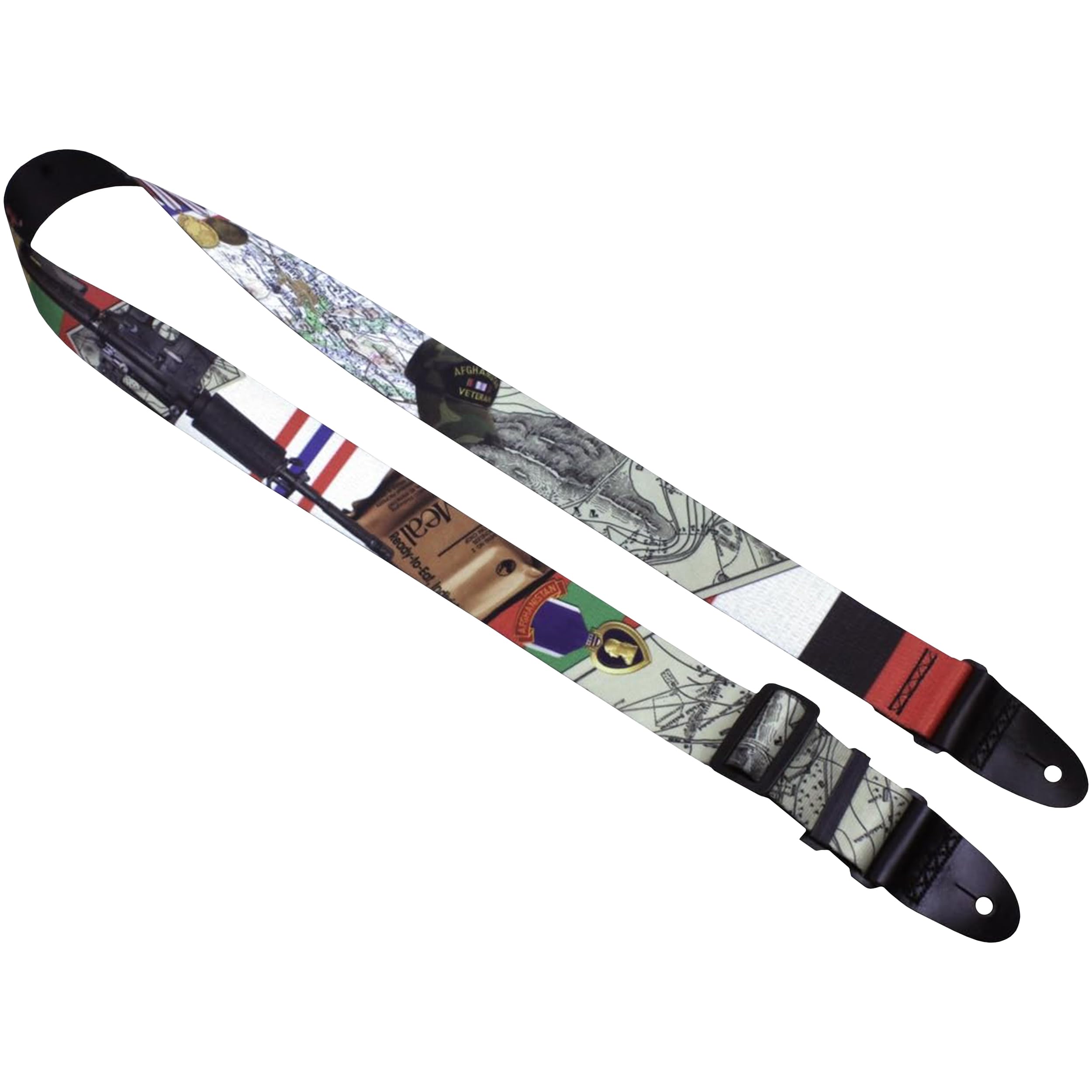 Killer-Q Guitar Strap - Stylish Straps for Electric and Acoustic Guitars With Leather Tabs, 2 Inches x 5 Feet, Afghan Vet