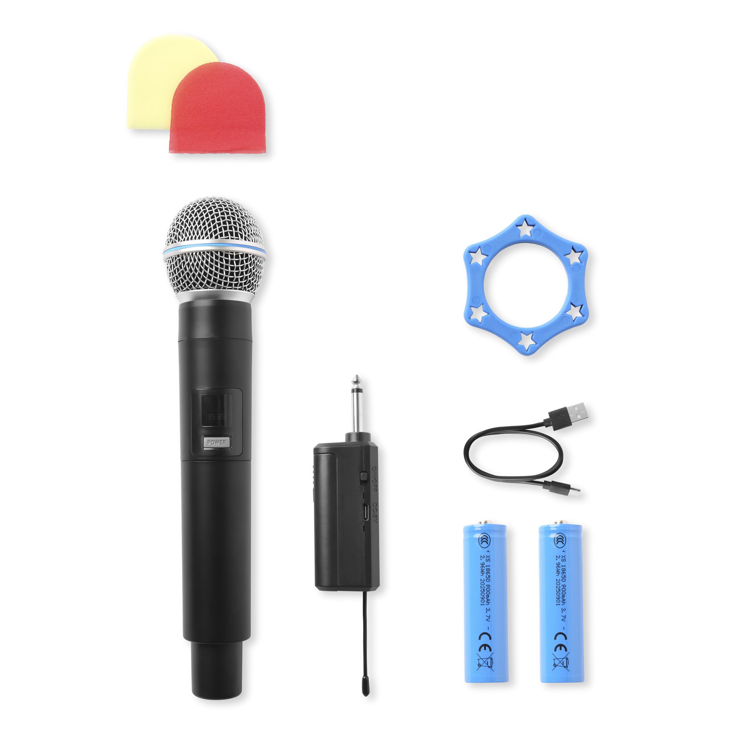 Juarez 1-Drag-1 Type-C Wireless Uhf Microphone With Receiver  Portable Handheld Mic For Singing, Speeches, Events  Cordless Mic 