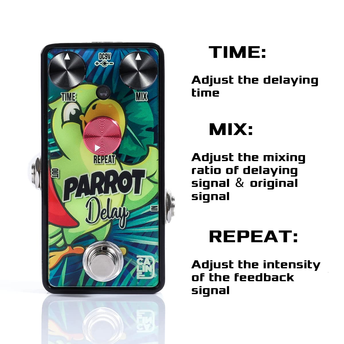 Caline Mini Guitar Delay Pedal G Series G010 Digital Delay Effect for Classic 80s for Bass Electric Guitar, Single Type DC 9V