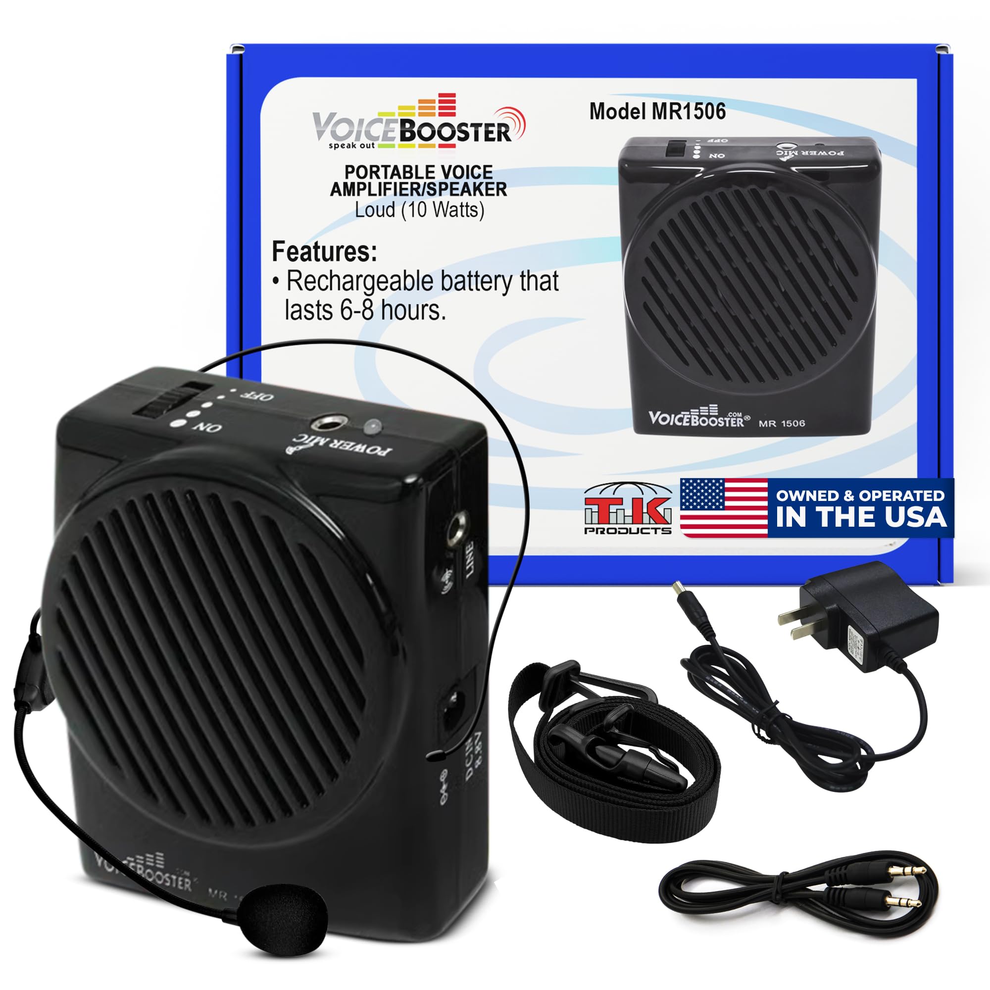 Voicebooster Speak Out Personal Voice Amplifier, Rechargeable Portable Speaker with Wired Microphone Headset for Classroom Teach
