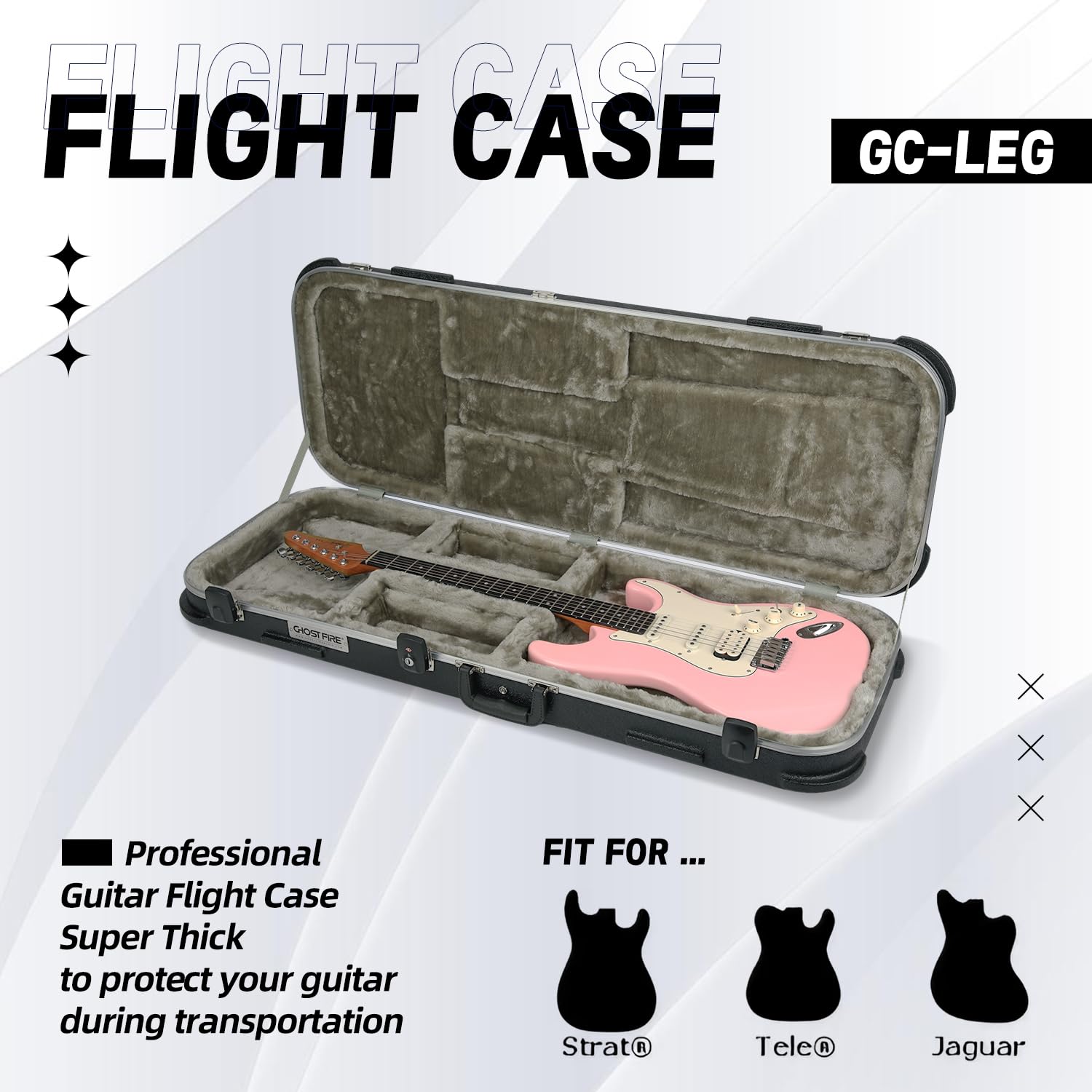 GHOSTFIRE Electric Guitar Hard Case Portable Guitar Hard-shell Case With Lock for Stratocaster/Telecaster (GC-LEG)