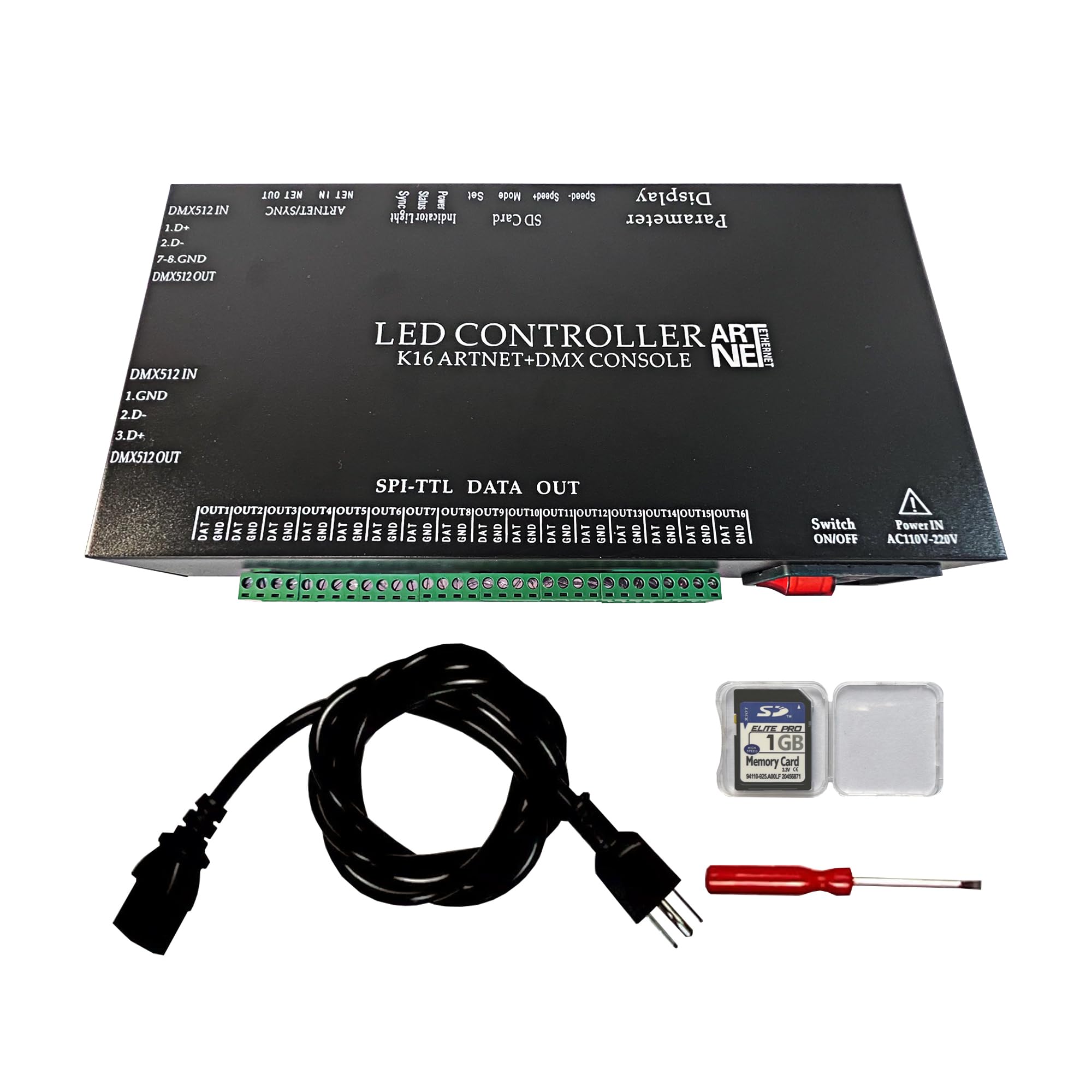 CANRIA K16 ARTNET+DMX CONSOLE LED CONTROLLER, Professional Lighting Control, Suitable for SPI TTL, Online Offline, Addressable P