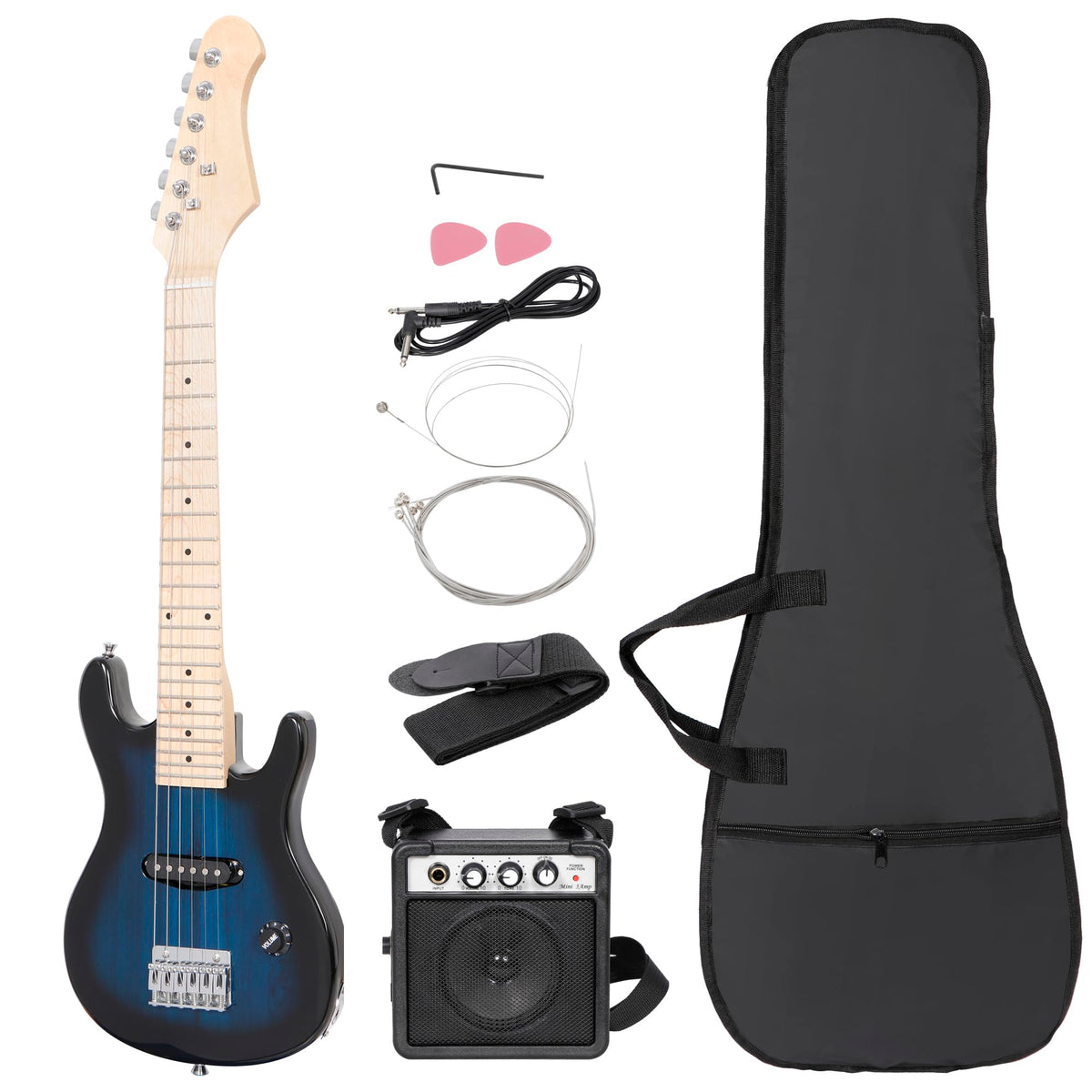 Smartxchoices 30 Inch Electric Guitar, Starter Kit For Kids With Amplifier,Picks, Gig Bag, Shoulder Strap, Cable & Accessory Kit