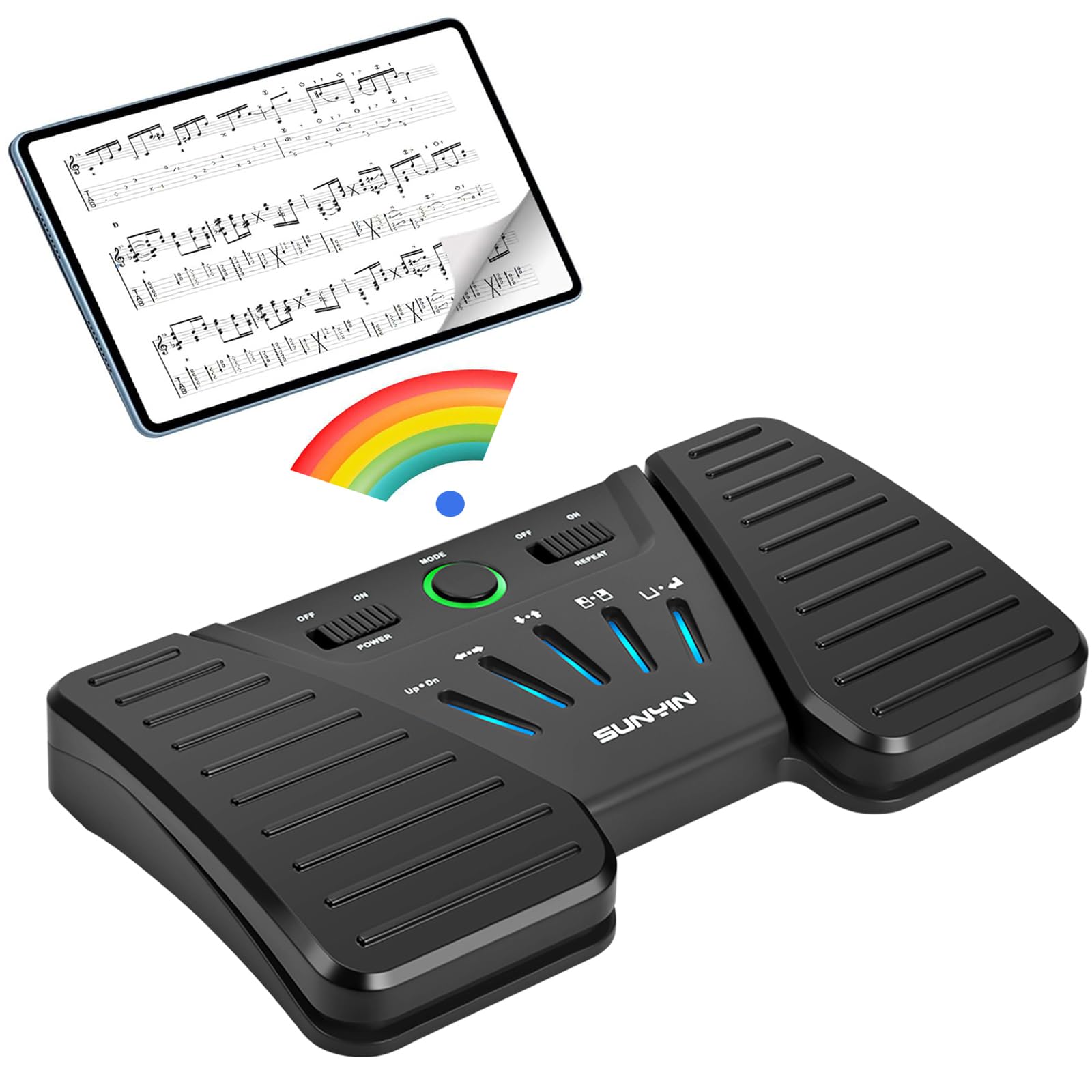 Wireless Page Turner Pedal Buletooth Foot Pedal Music Page Turner Pedal for Phones Ipad Tablets Phone Rechargeable Hands-Free Pa