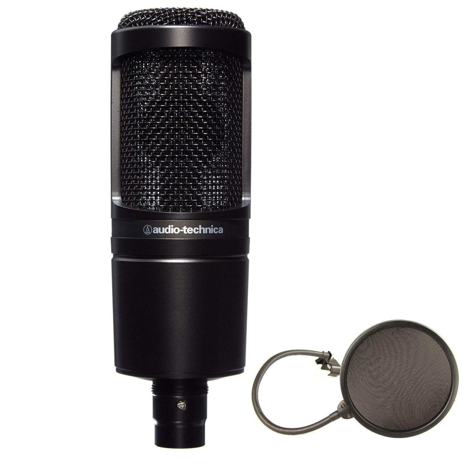 Audio-Technica At2020 Cardioid Condenser Studio Microphone Bundle With Pop Filter