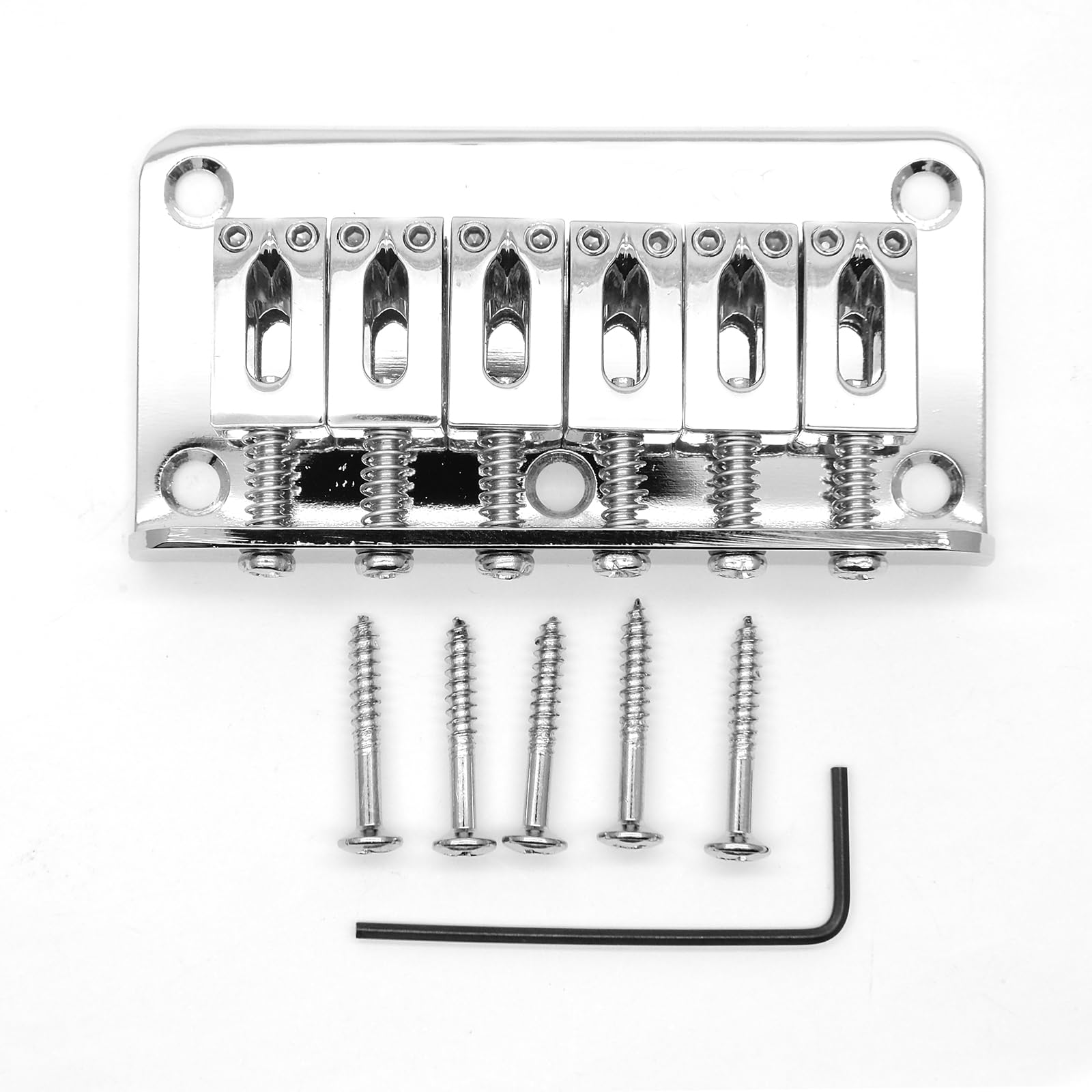 harpfeas 78mm Fixed Hardtail Bridge for 6 String Fender Strat Tele Electric Guitar (Chrome)