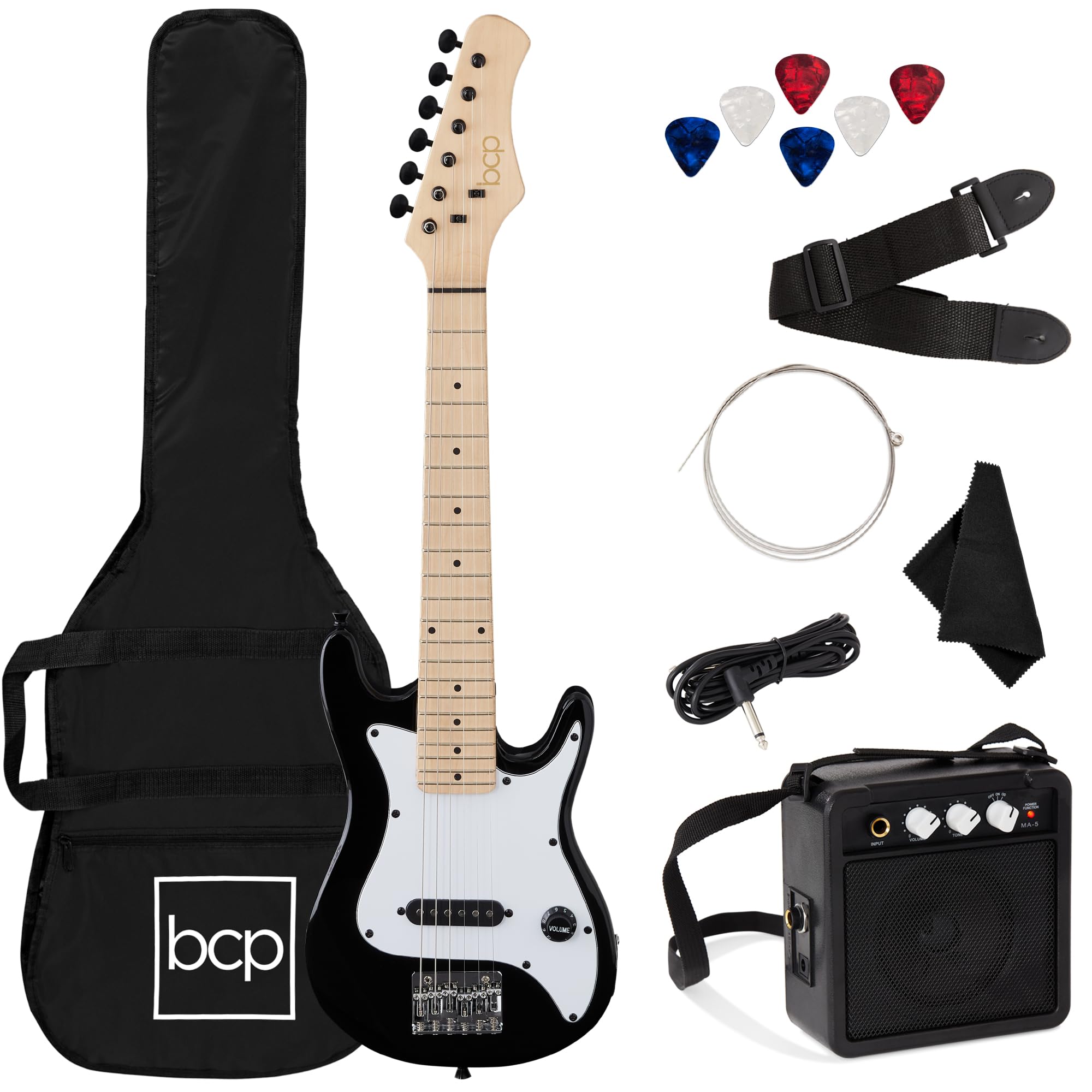 Best Choice Products 30In Kids Electric Guitar Beginner Starter Kit W/ 5W Amplifier, Strap, Gig Bag, Strings, Picks - Black
