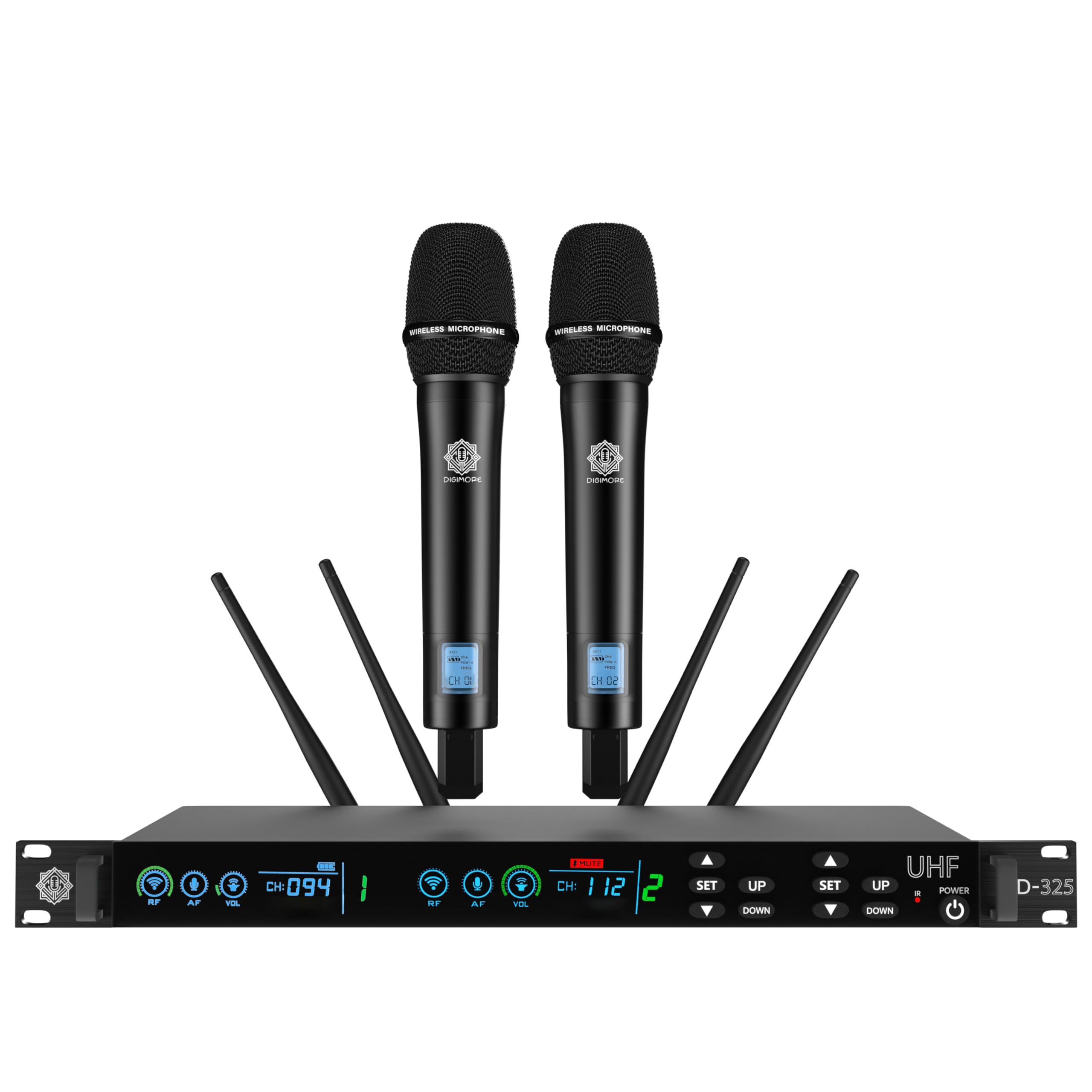 Digimore Wireless Microphone System With True Diversity | 200 Channels | 750Ft Range | Metal Body With Flight Case | Dsp Frequen