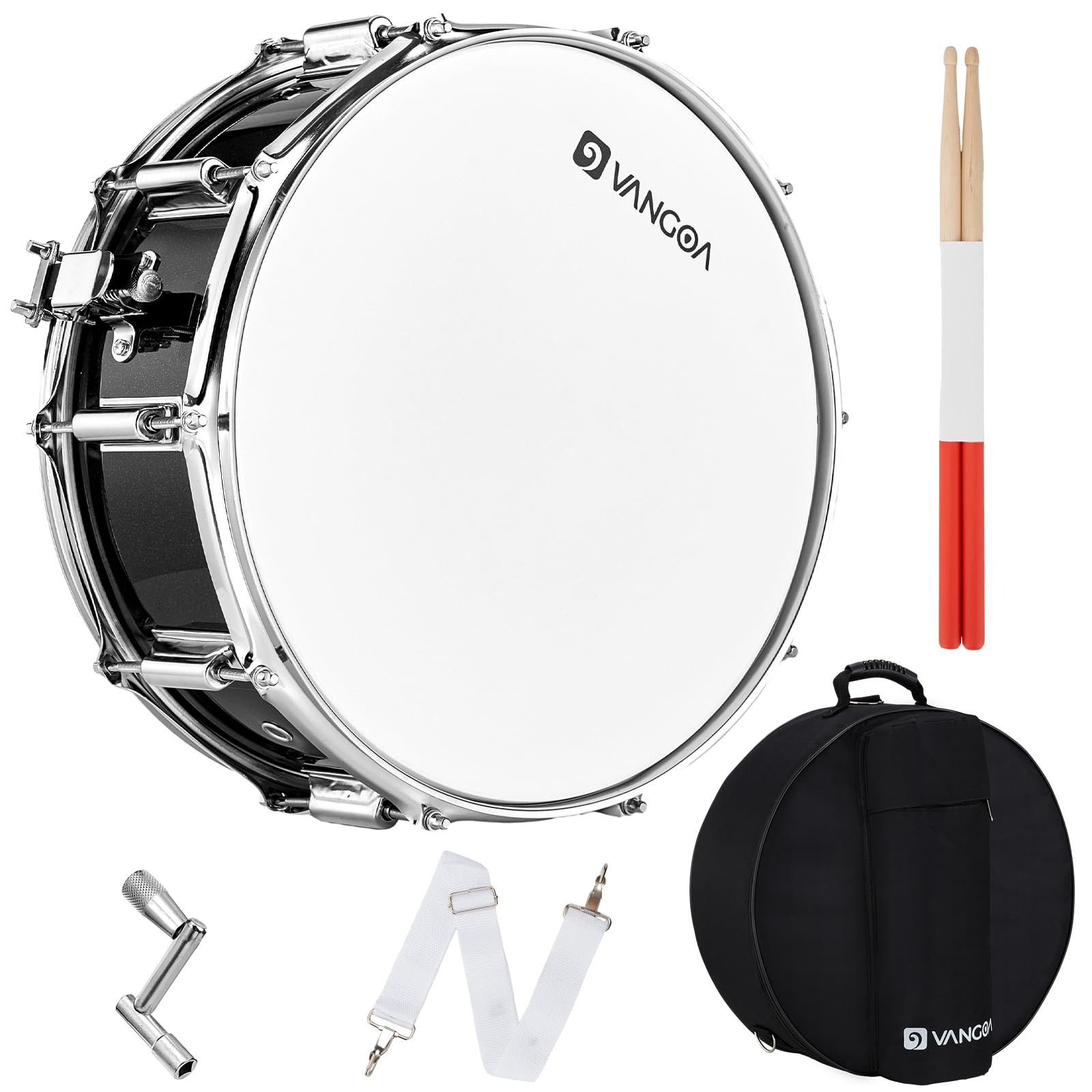 Vangoa Snare Drum, Marching School Band Student Snare Drum Kit Set 14 x 5.5 for Beginners Teens Adults Kids with 10mm Padding Ca