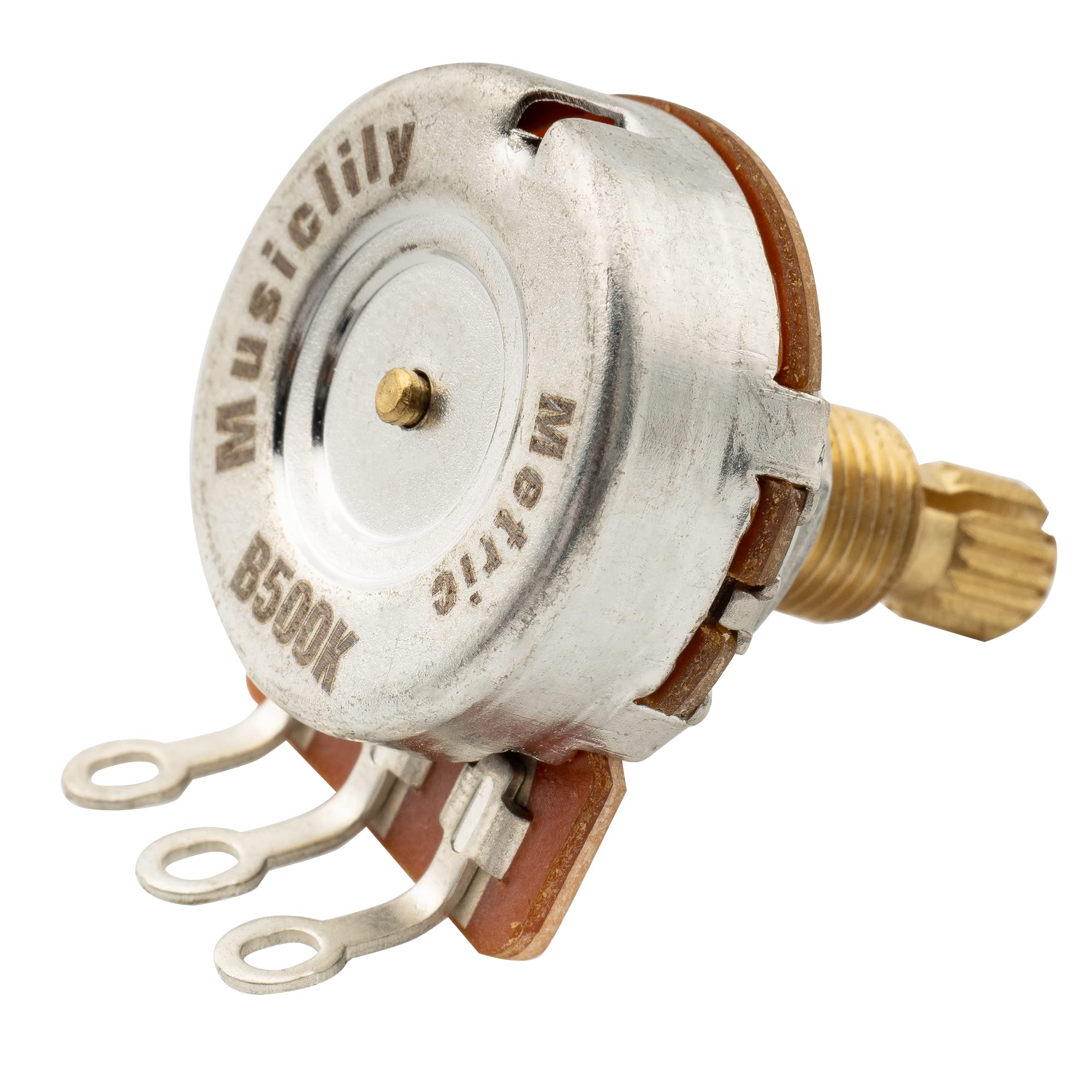 Musiclily Pro HD B500K Full Brass Metric Coarse 18-Spline Split Shaft Pot Linear Taper Potentiometer for Electric Guitar Bass