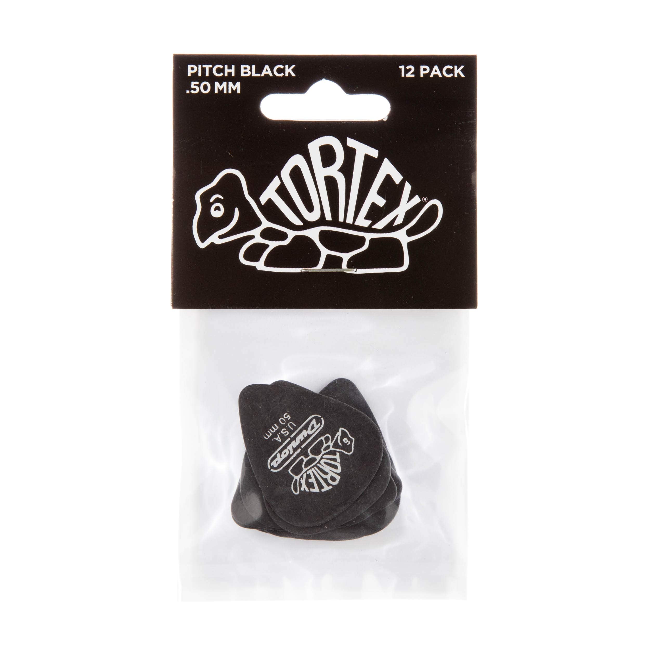 Jim Dunlop 488R50 50Mm Pitch Black Guitar Picks, 72-Pack