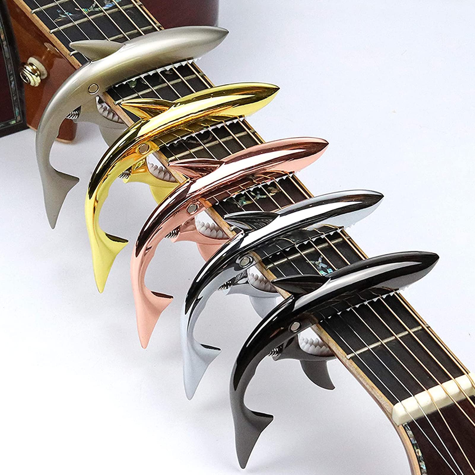 Shark Guitar Capo Pretty Cool Capo for Electric Acoustic Classical Guitar Ukulele Zinc Alloy Spring Capo (silver)