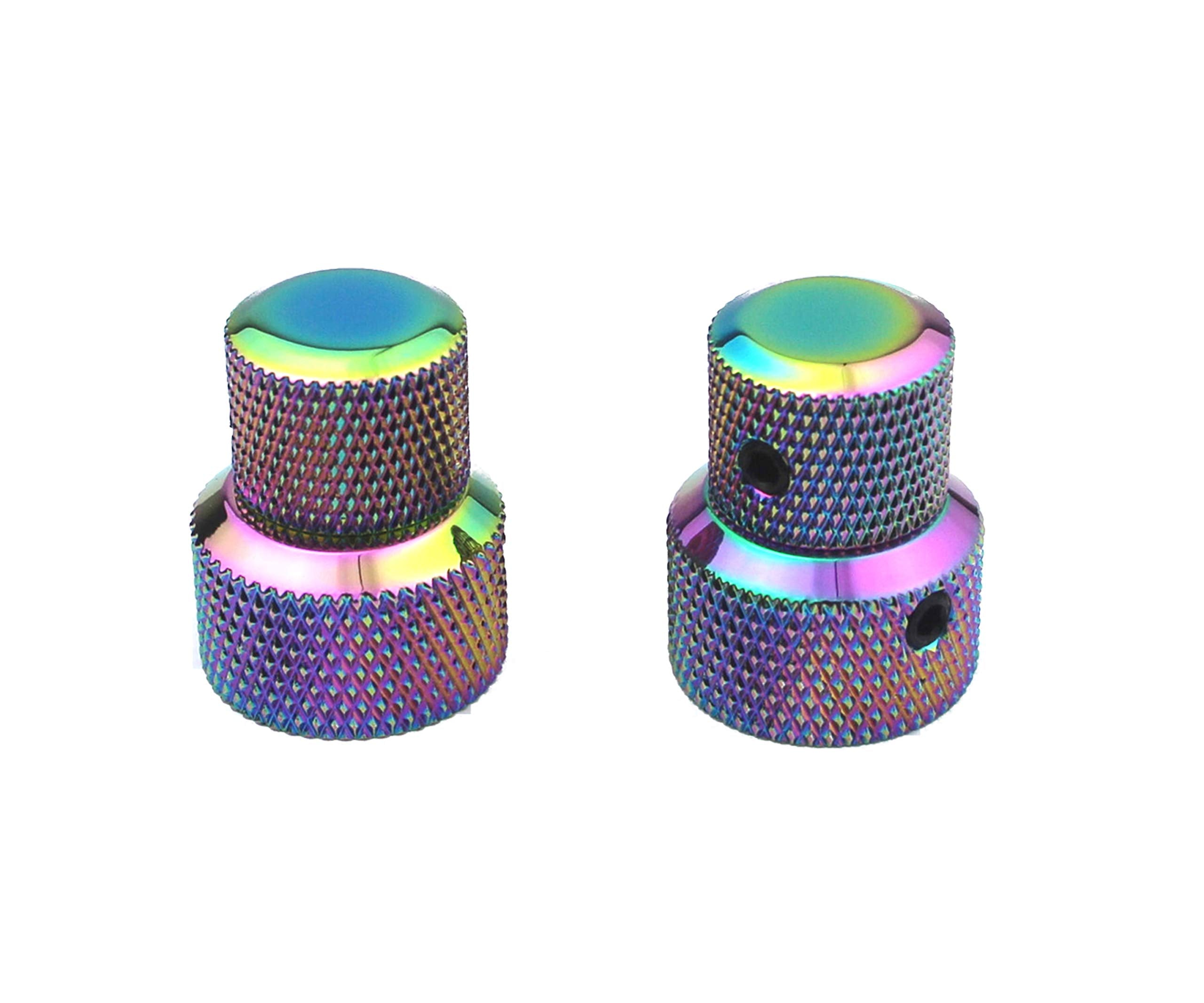 Guyker 2Pcs Brass Concentric Stacked Knobs, Dual Knurled Control Knobs, High Grade Dome Volume Tone Knob Replacement For Electri