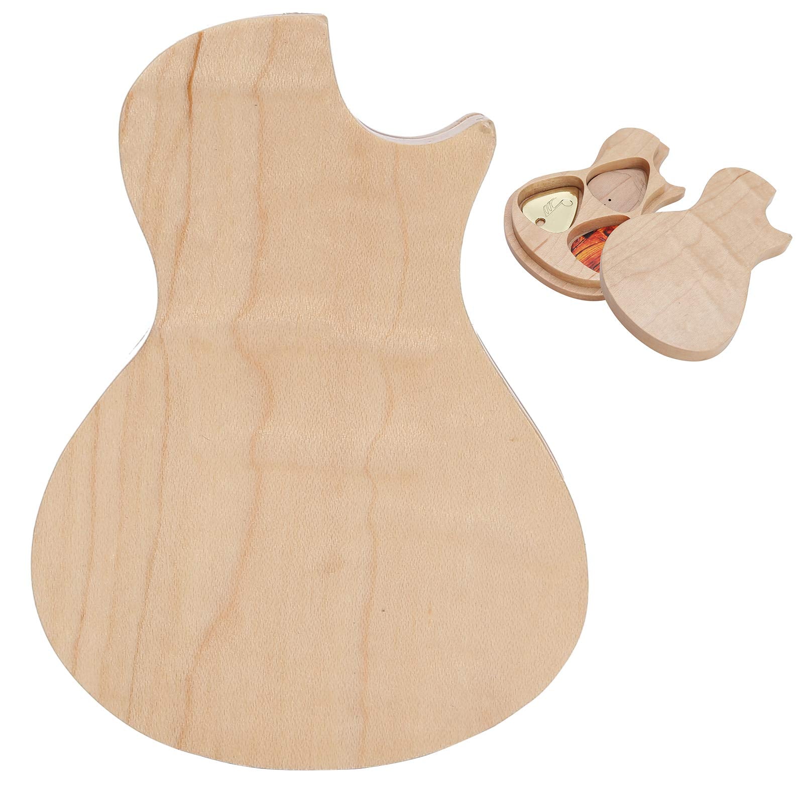 Guitar Pick Box,Maple Solid Wood Box Guitar Pick Holder with 3 Picks Guitarist Gifts Musical Instrument Accessories