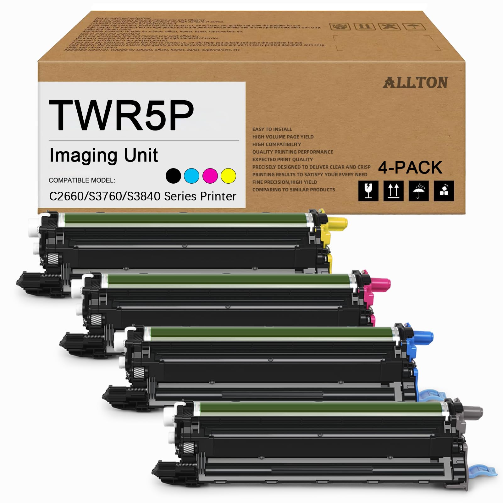 C2660 S3840 Drum Cartridge TWR5P Imaging Unit Replacement for Dell C2660dn C2665dnf C3760n C3760dn C3765dnf S3840 S3840cdn S3845