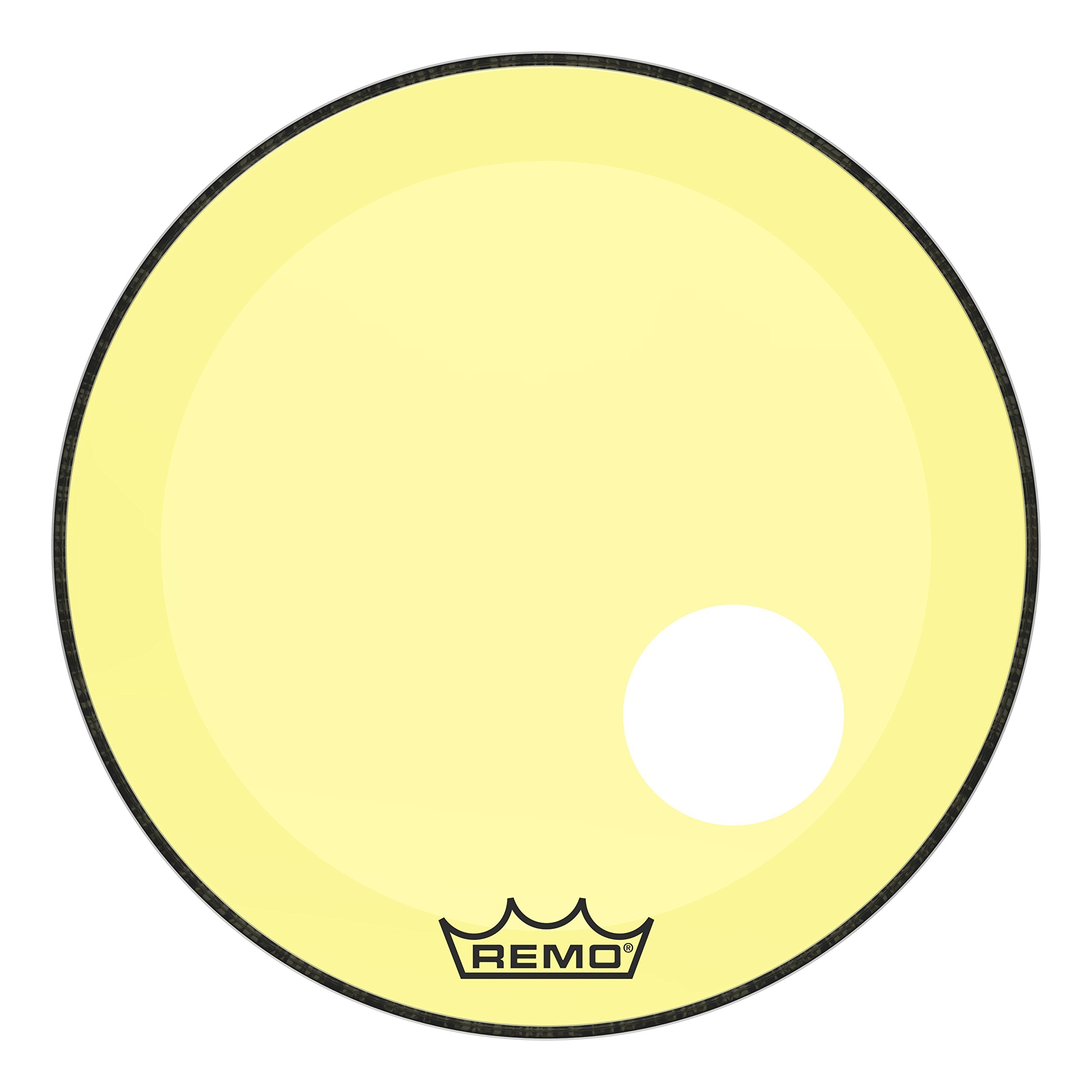 Remo Powerstroke P3 Colortone Yellow Bass Drumhead, 22, 5 Offset Hole