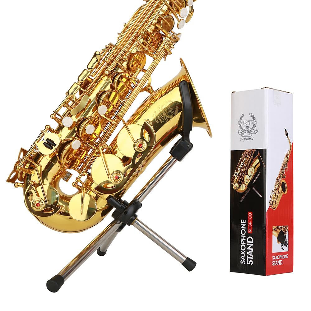 Rhythm Foldable Alto Saxophone Stand Stainless Steel Sax Stand Holder Portable Saxophone Bracket Adjustable Stand