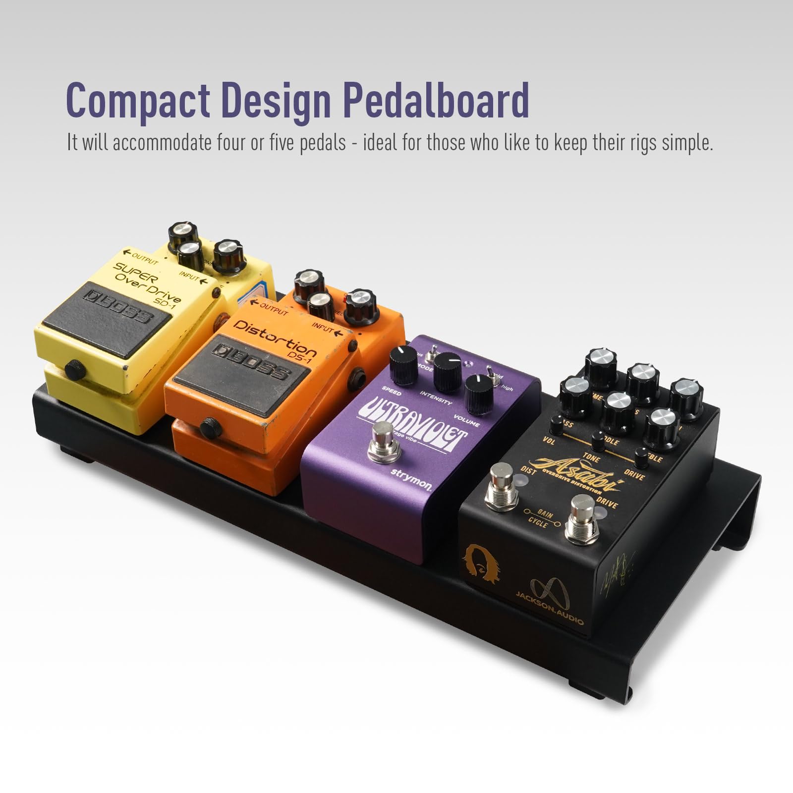 VOHALO Mini Guitar Pedal Board 14'' Guitar Effects Compact Small Pedalboard with Pedals Mountain Tape, Cable Tie & Patch Cables,