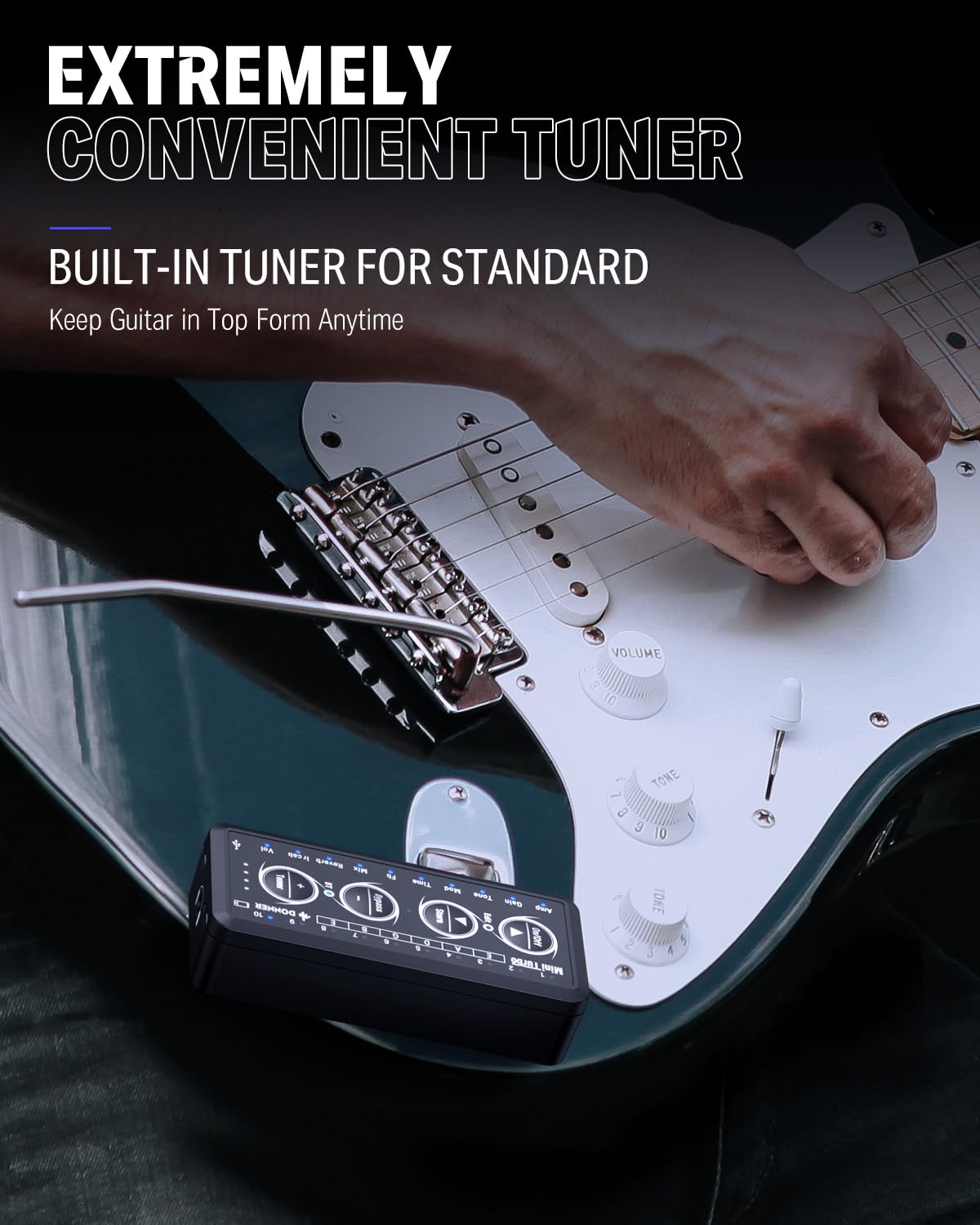 Donner Guitar Headphone Amp Mini Turbo with 10 Amp Models Tuner USB Rechargeable Multi-Effects Delay Reverb Chorus Overdrive Min