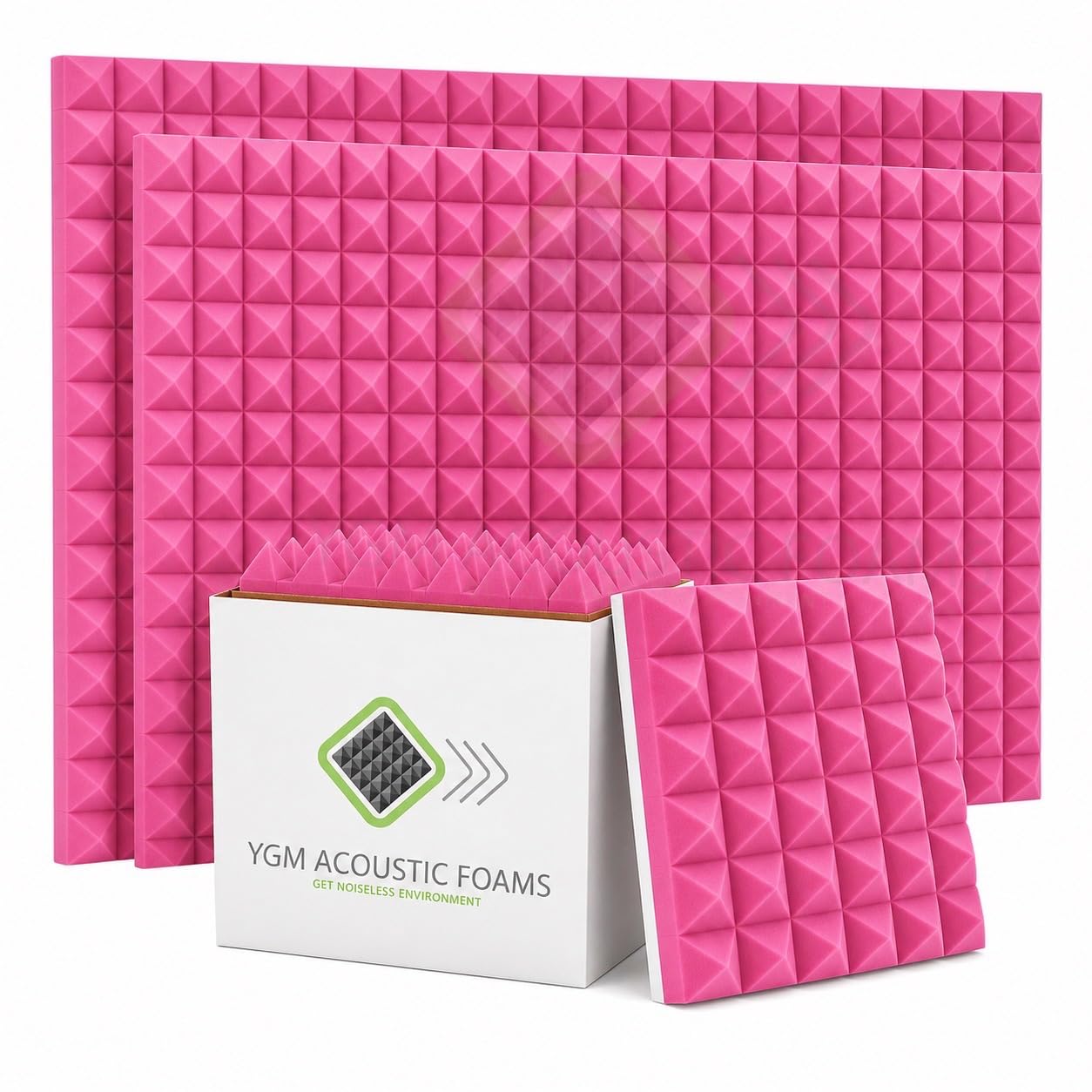 Ygm Acoustic Foams Pyramid Acoustic Panels 1 Foot  1 Foot  2 Inch Thick | 50 Density Acoustical Sound Proof Foam For Room & Stud