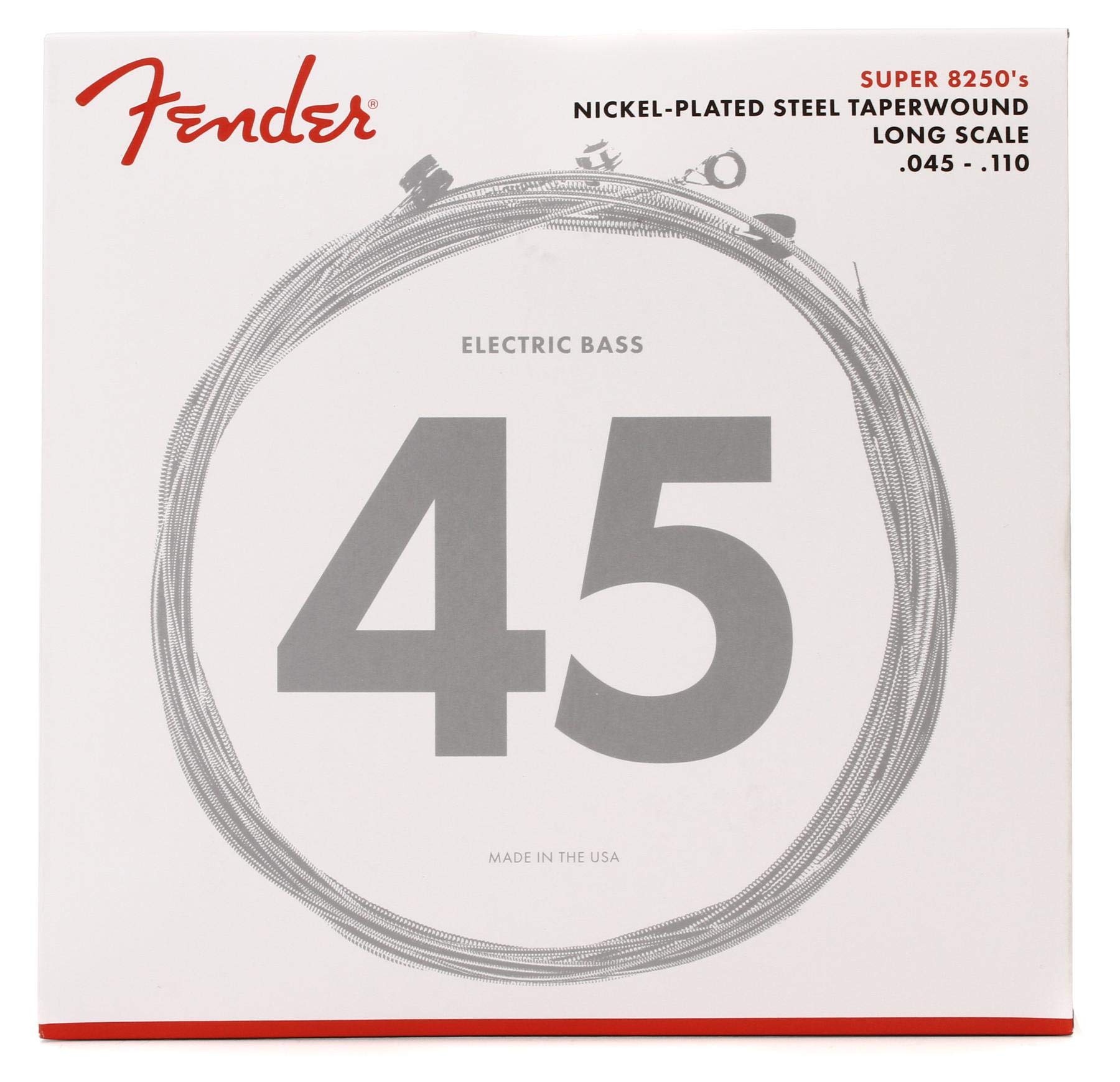 Fender 8250 Bass Strings, Nickel Plated Steel Taperwound, Long Scale, 8250M .045-.110
