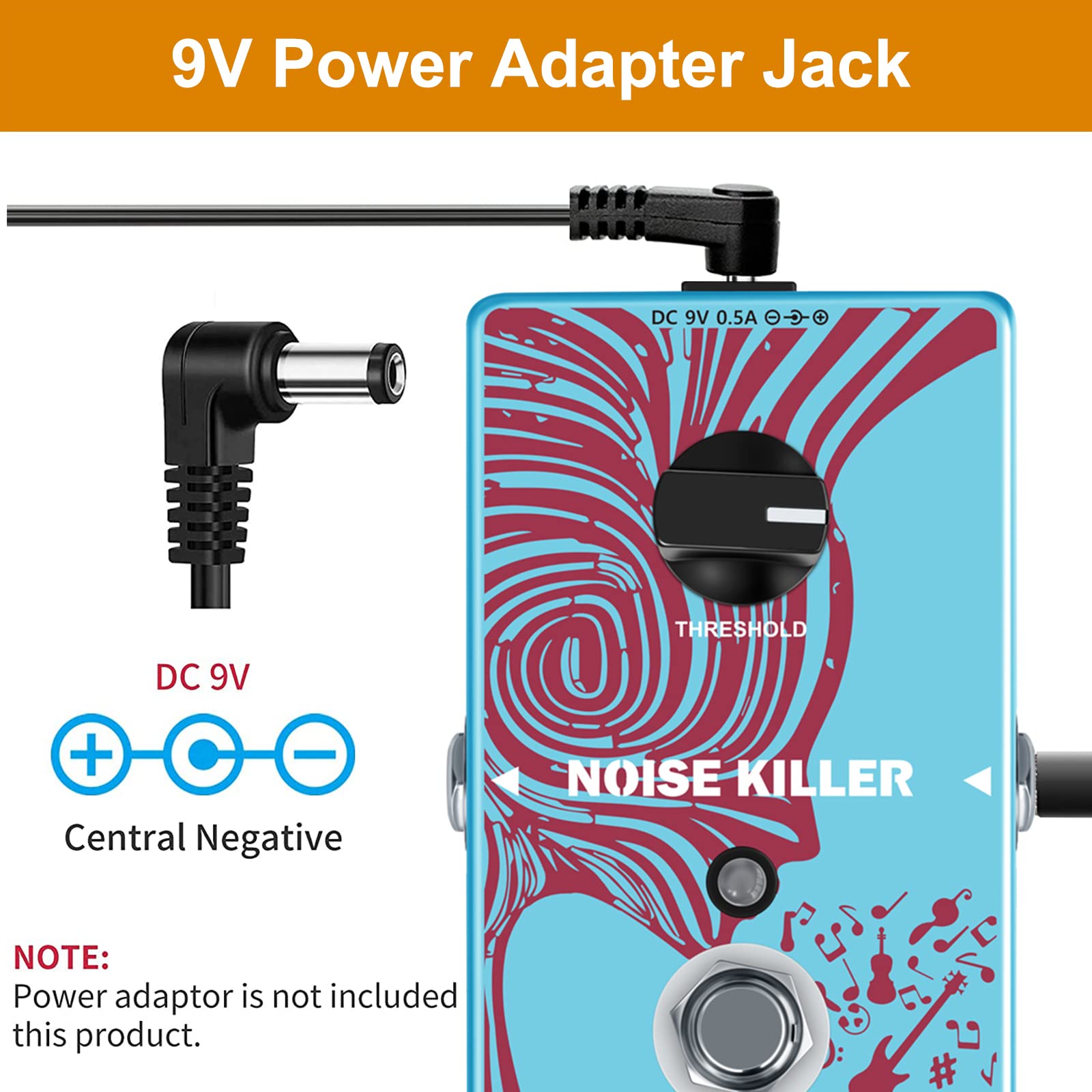 VSN Noise Gate Pedal, Noise Killer Guitar Pedal Noise Suppressor Effect for Electric Guitar and Bass True Bypass