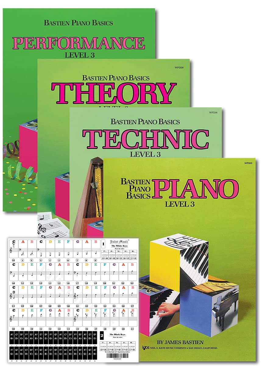 Bastien Piano Basics Level 3 Learning Set By Bastien - Lesson, Theory, Performance, Technique & Artistry Books & Juliet Music Pi