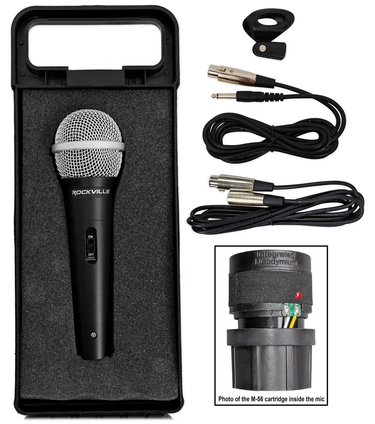 Rockville High-End Metal Dj Handheld Wired Microphone Mic W (2) Cables (Rmc-Xlr), Black