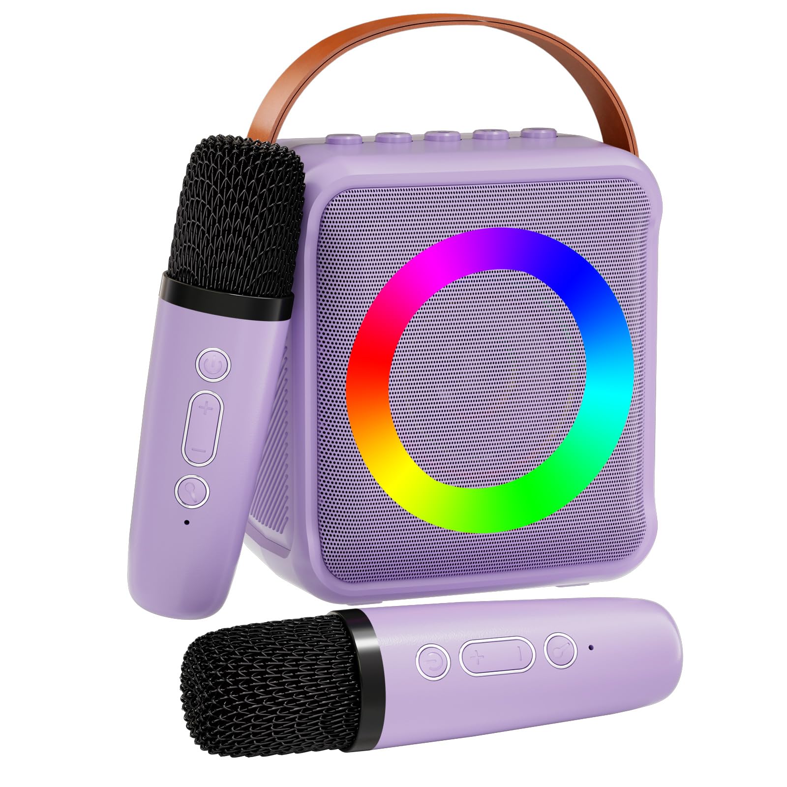 VERKB Mini Karaoke Machine for Kids Adults, Portable Bluetooth Speaker with 2 Wireless Microphones, Microphone Speaker Set with 