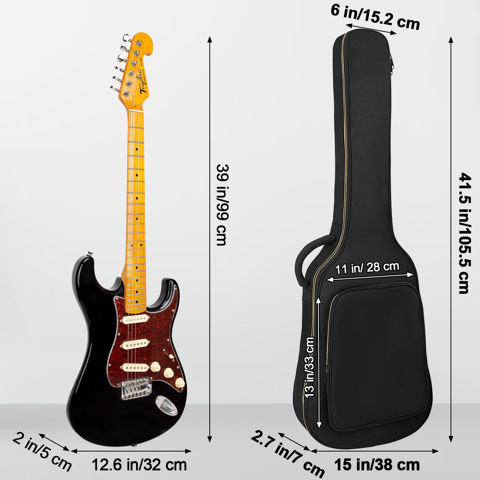 LETSROCK Electric Guitar Bag, Electric Guitar Gig Bag 0.35 Inch Thick Padding Backpack Soft Electric Guitar Bag Dual Adjustable