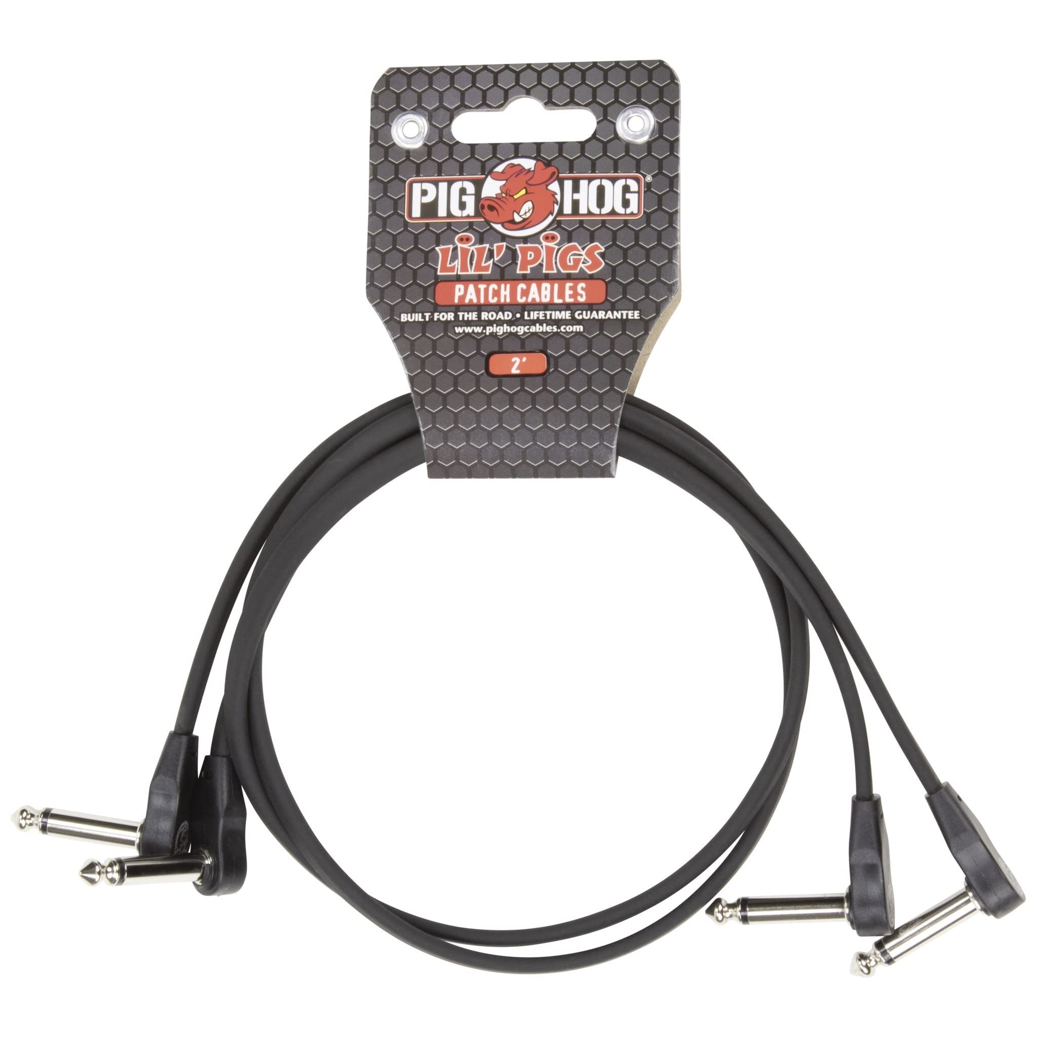 Pig Hog Phlsk2Bk Black Low Profile Patch Cables 2 Pack, 2 Ft.
