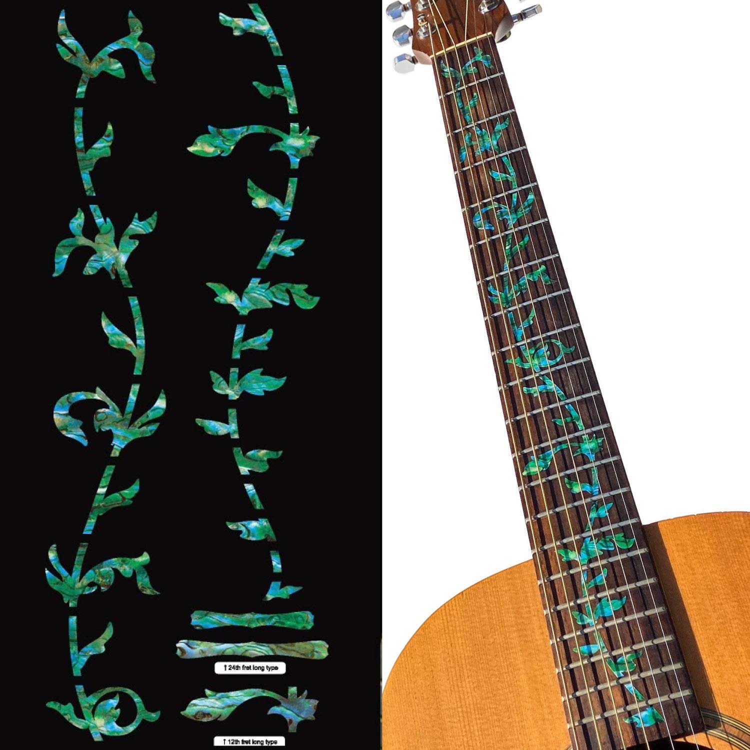 Inlay Sticker Fret Markers For Guitars - Tree Of Life - Abalone Green