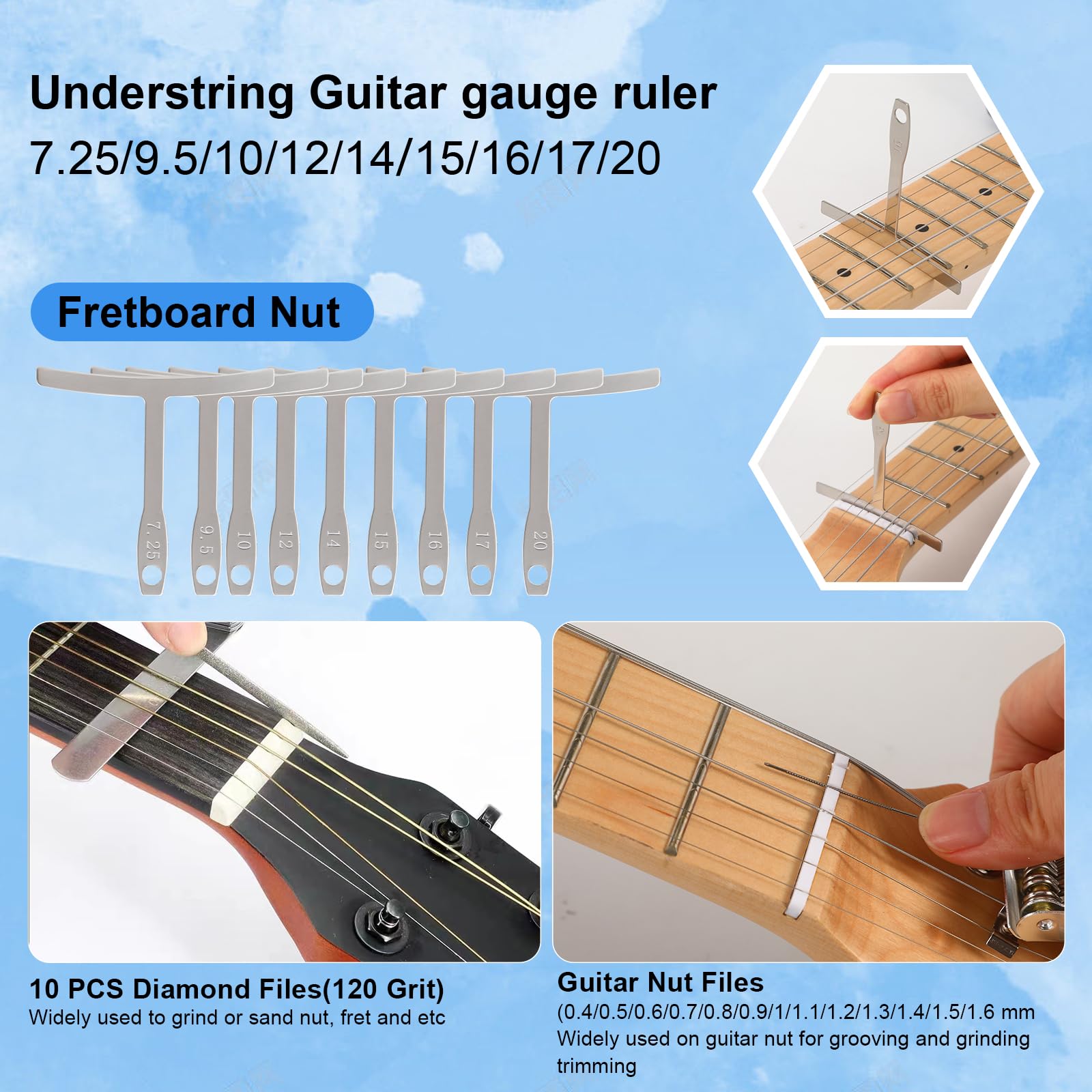 72 PCS Guitar Tool Kit for Set Up, Intonation Adjustment and Repair, Maintenance Kit for Bass, Banjo and Ukulele