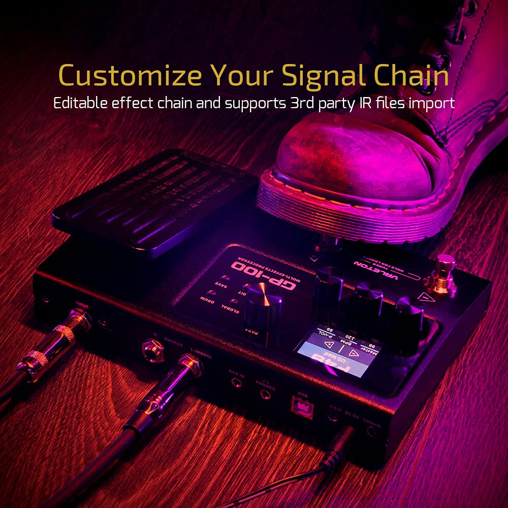 Valeton Multi-Effects with Expression Pedal Guitar Bass Amp Modeling IR Cabinets Simulation Multi Language Stereo OTG USB Audio