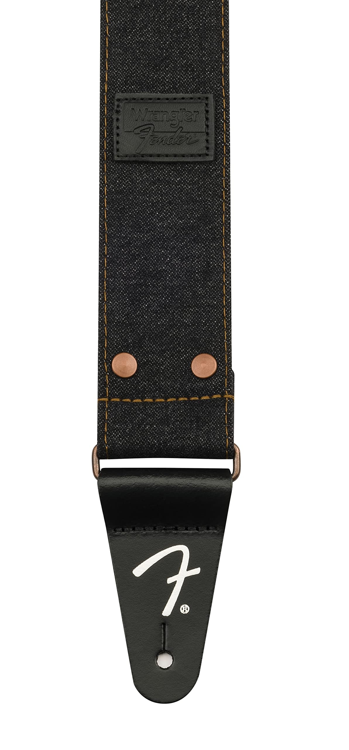 Fender x Wrangler Riveted Denim Guitar Strap, Guitar Accessories, Black