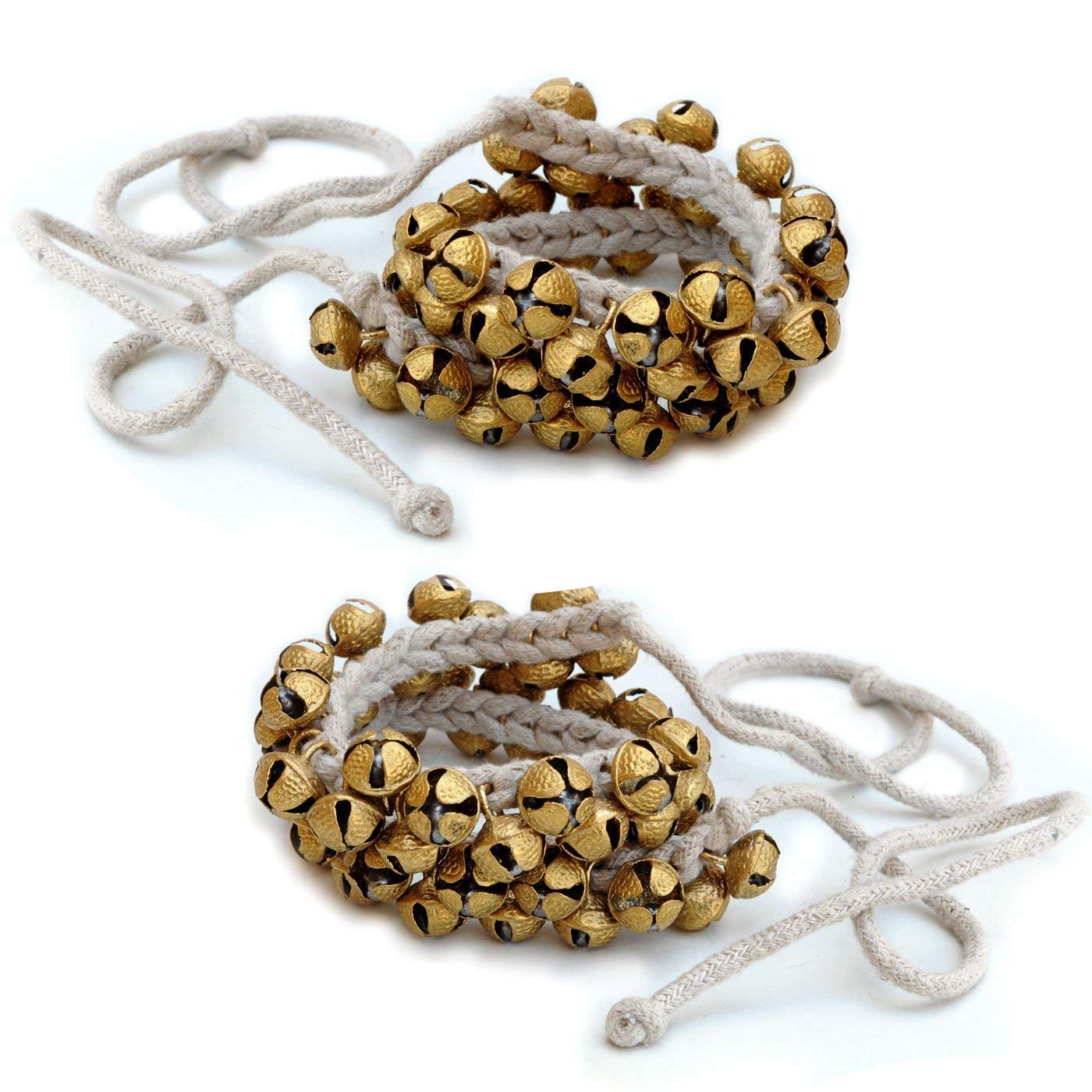 Sai Musical Brass Ankle Bells On String, Kathak Ghungroo Pair (50+50 Bells On Each String)