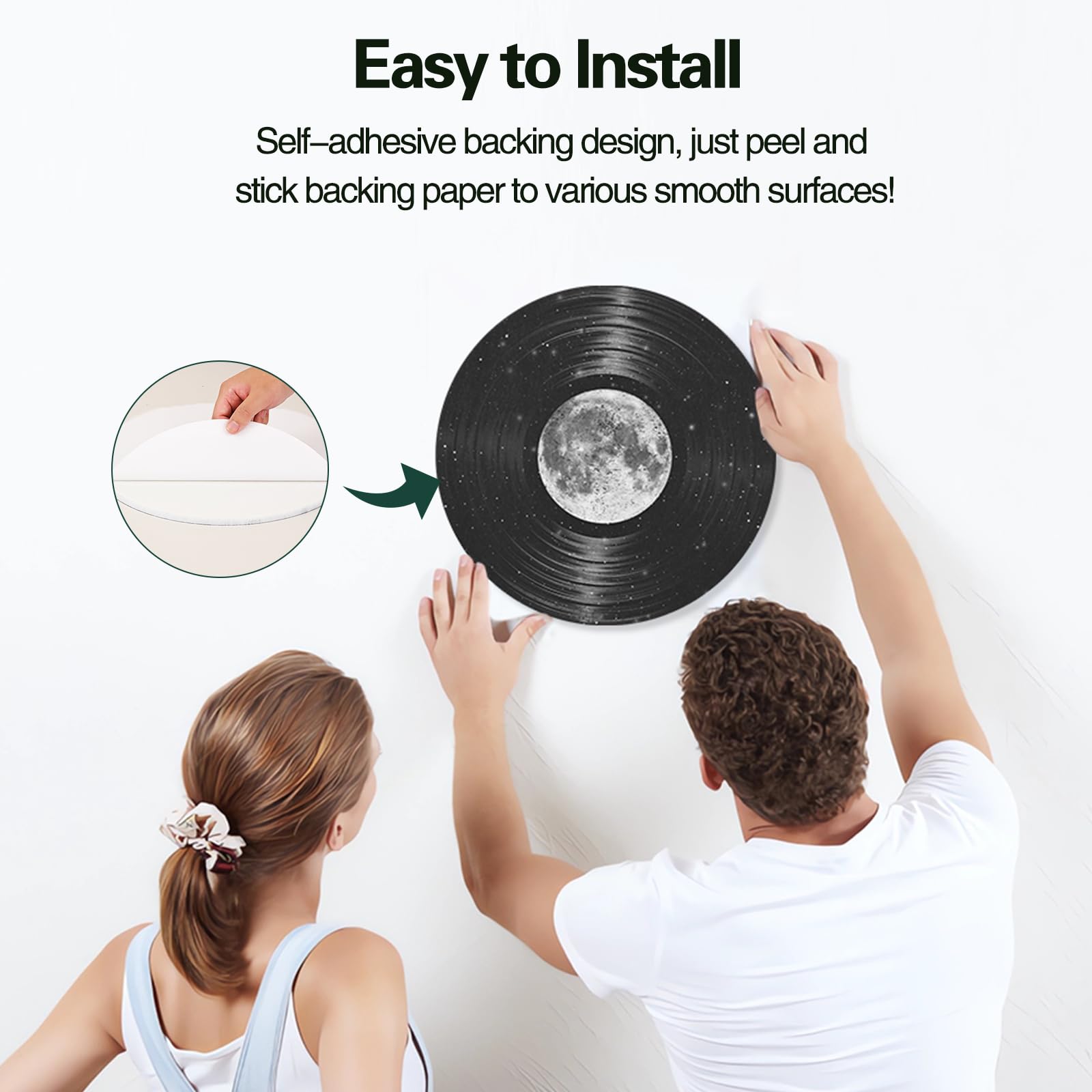 AtawLege 8 Pack Art Acoustic Panels, 14''X14''X0.4'' Round Self-adhesive Soundproof Wall Panels, Unique Retro Record Decor Sound