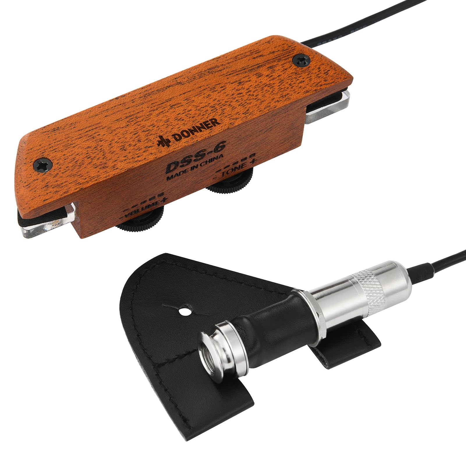 Donner Acoustic Guitar Pickup, Dss-6 Guitar Pickups Passive Mahogany Soundhole Pickup With Humbucker Volume Tone Control