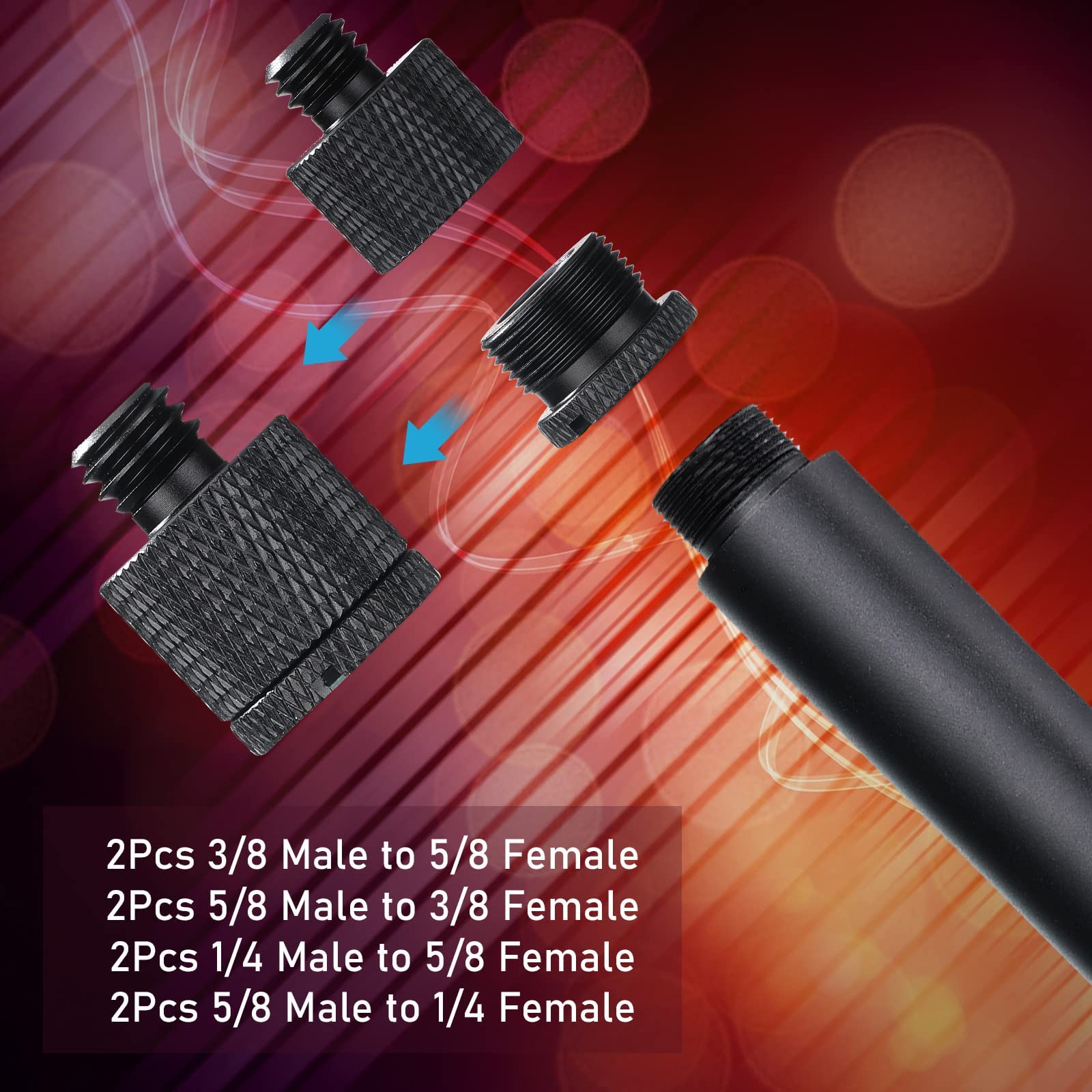 8 Pieces Mic Stand Adapter Mic Thread Adapter Set, 5/8 Female to 3/8 Male and 3/8 Female to 5/8 Male, 5/8 Female to 1/4 Male and