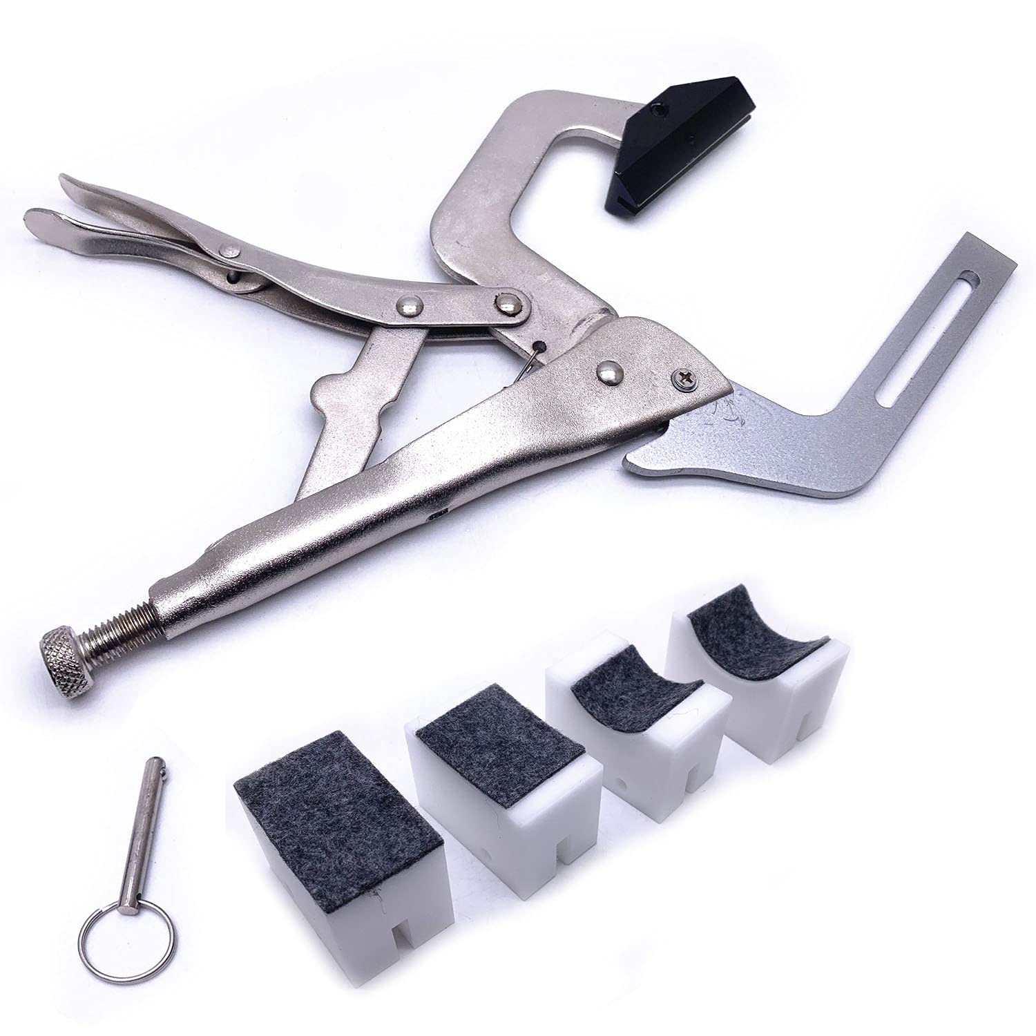 Jiayouy Handheld Fret Pressing Tool Luthier Fretting Tool with 4 Padded PVC Support Cauls + 9Pcs Brass 7.25/9.5/10/12/14/15/16/1