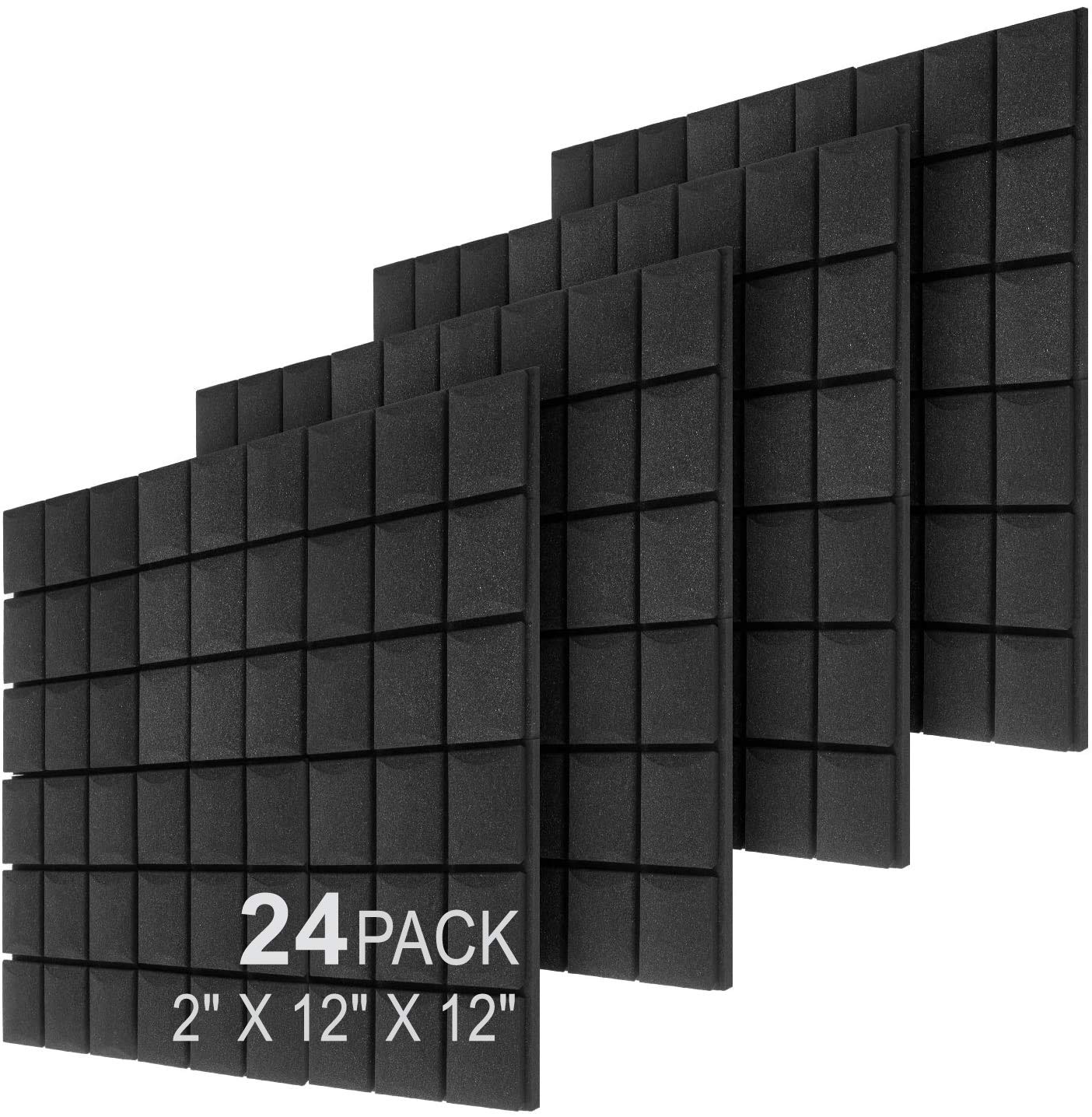 Jber 24 Pack 2 X 12 X 12 Acoustic Foam Panels,Soundproofing Wall Studio Foam Panels Wedges,Sound Insulation Absorbing Acoustic T