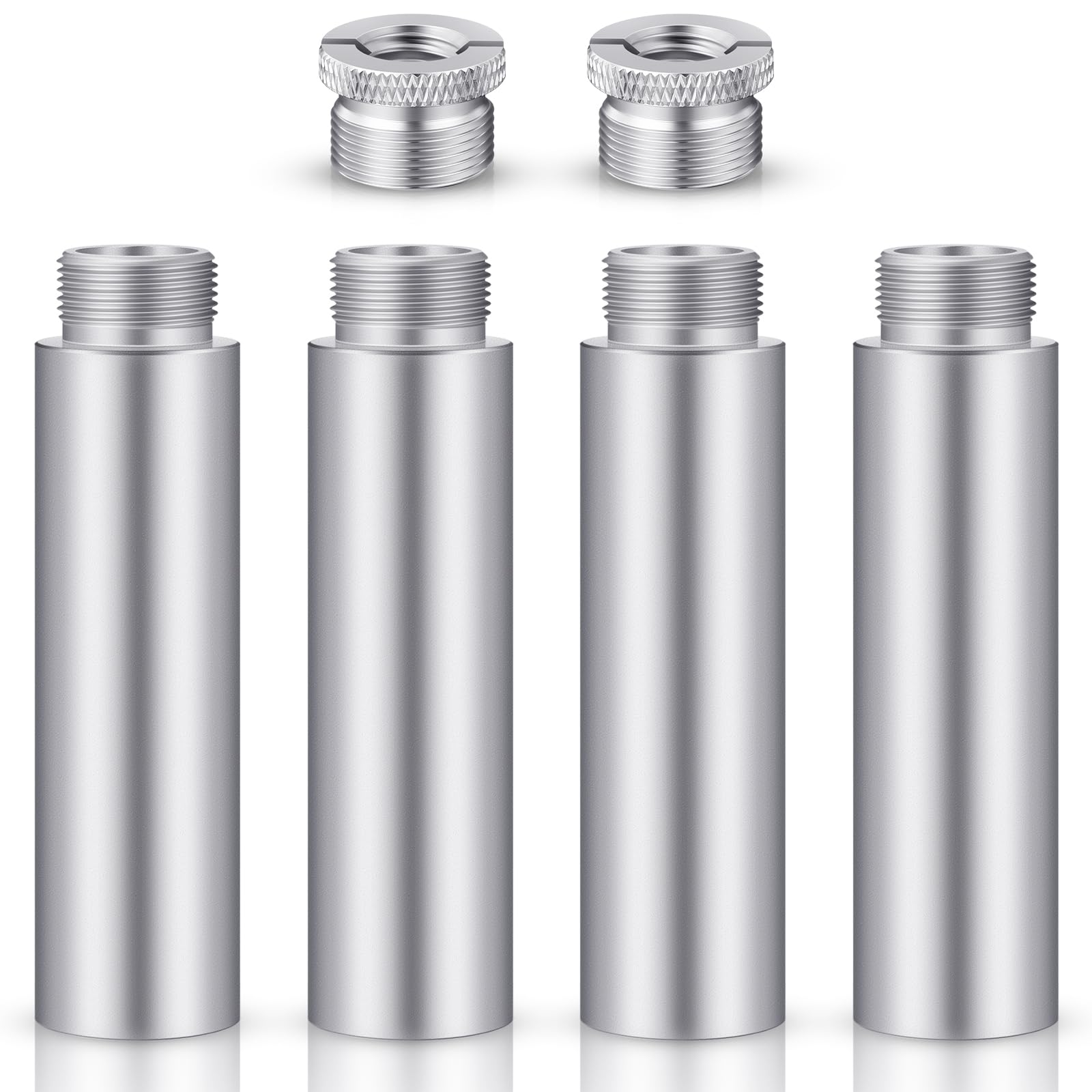 Weewooday Mic Stand Extension Tube 4 Pieces 5/8 Inch Microphone Extension Pipe Aluminium Alloy Stand Extenders Screw Boom Tubes