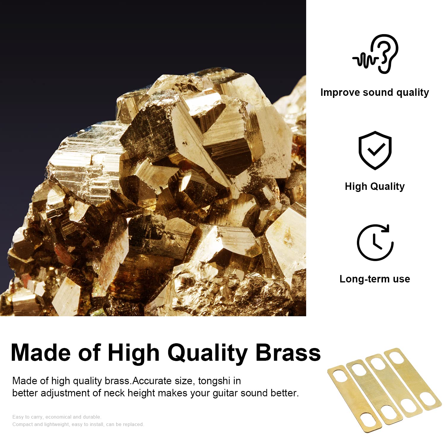 MAXCHEER 10PCS Guitar Neck Shims 4Pcs 0.2mm, 4Pcs 0.5mm and 2Pcs 1mm Thickness Brass Shims for Guitar and Bass Bolt-on Neck Repa